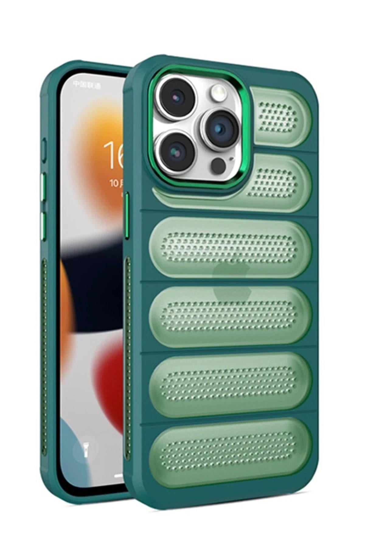 Mey İthalat®  iPhone 14 Pro Max Kılıf Airmax Silikon Kapak - Koyu Yeşil