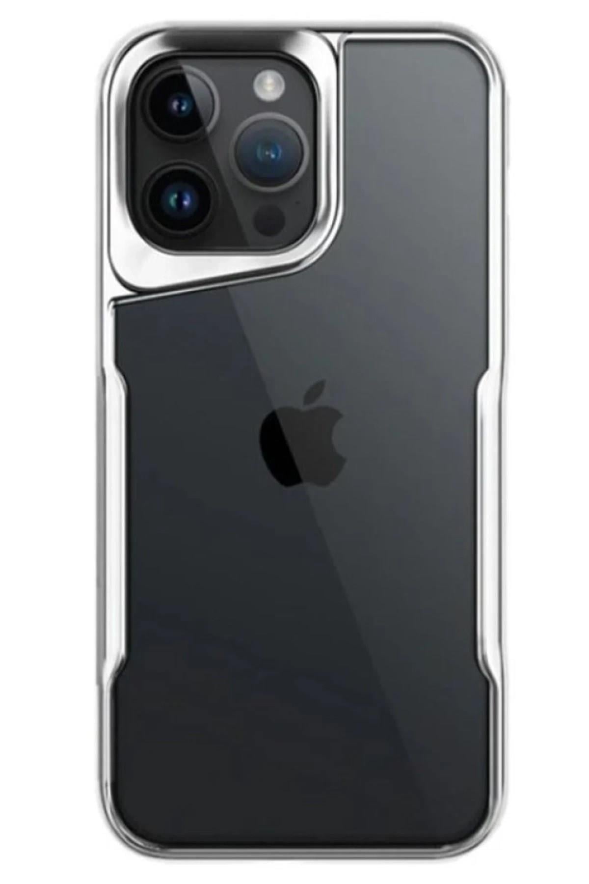 Mey İthalat®  iPhone 14 Pro Max Kılıf Boyi Silikon Kapak - Gümüş
