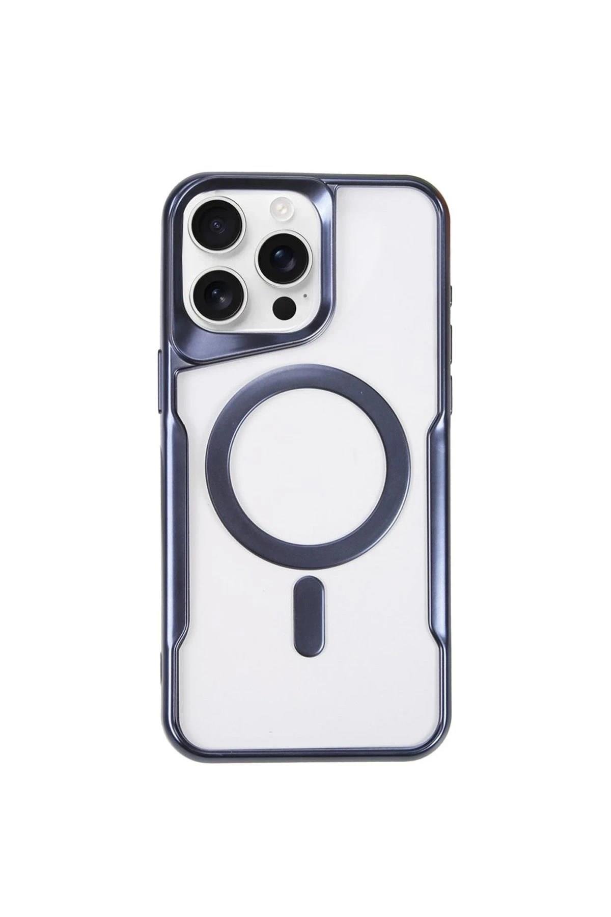 Mey İthalat®  iPhone 14 Pro Max Kılıf Boyi Magsafe Silikon Kapak - Lacivert