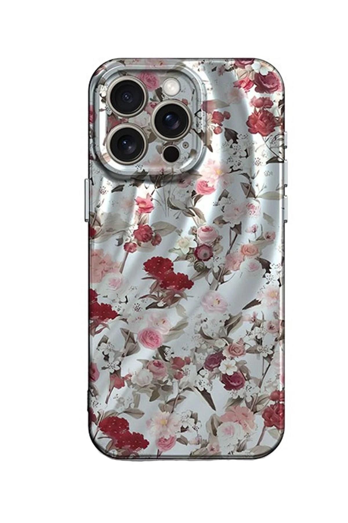Mey İthalat®  iPhone 14 Pro Max Kılıf Crew Desenli Kapak - Çiçek
