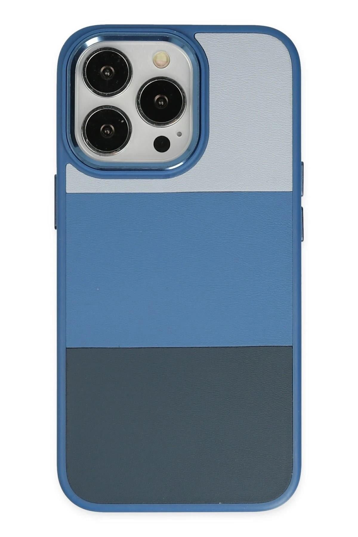 Mey İthalat®  iPhone 14 Pro Max Kılıf King Kapak - Açık Mavi-Lacivert