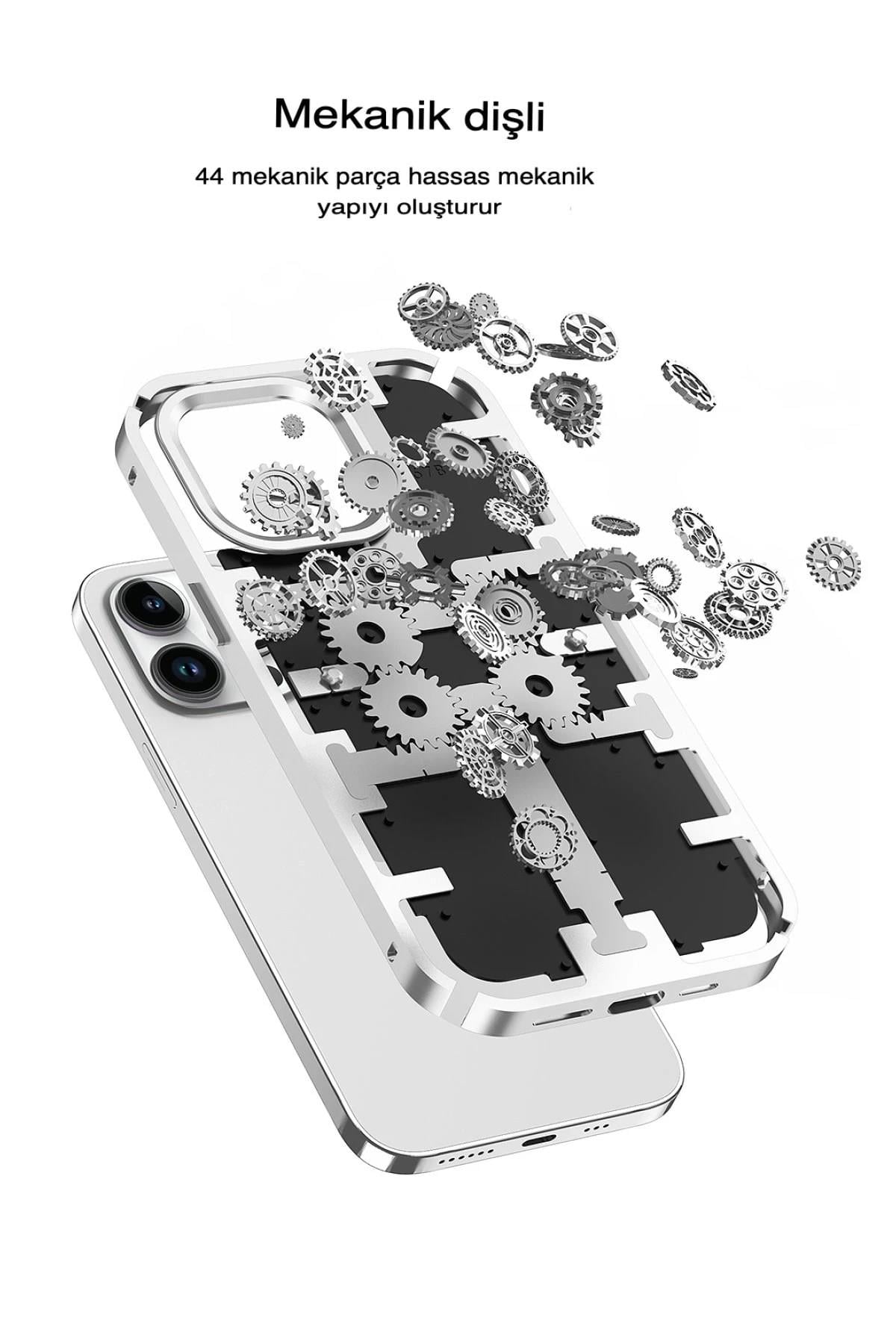 Mey İthalat®  iPhone 14 Pro Max Kılıf Mekanik Bumper Kapak - Yeşil