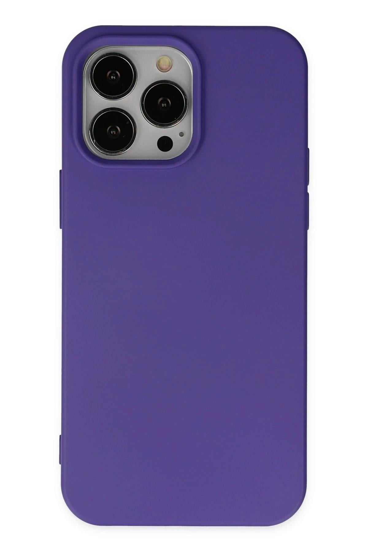 Mey İthalat®  iPhone 14 Pro Max Kılıf Nano içi Kadife Silikon - Mor