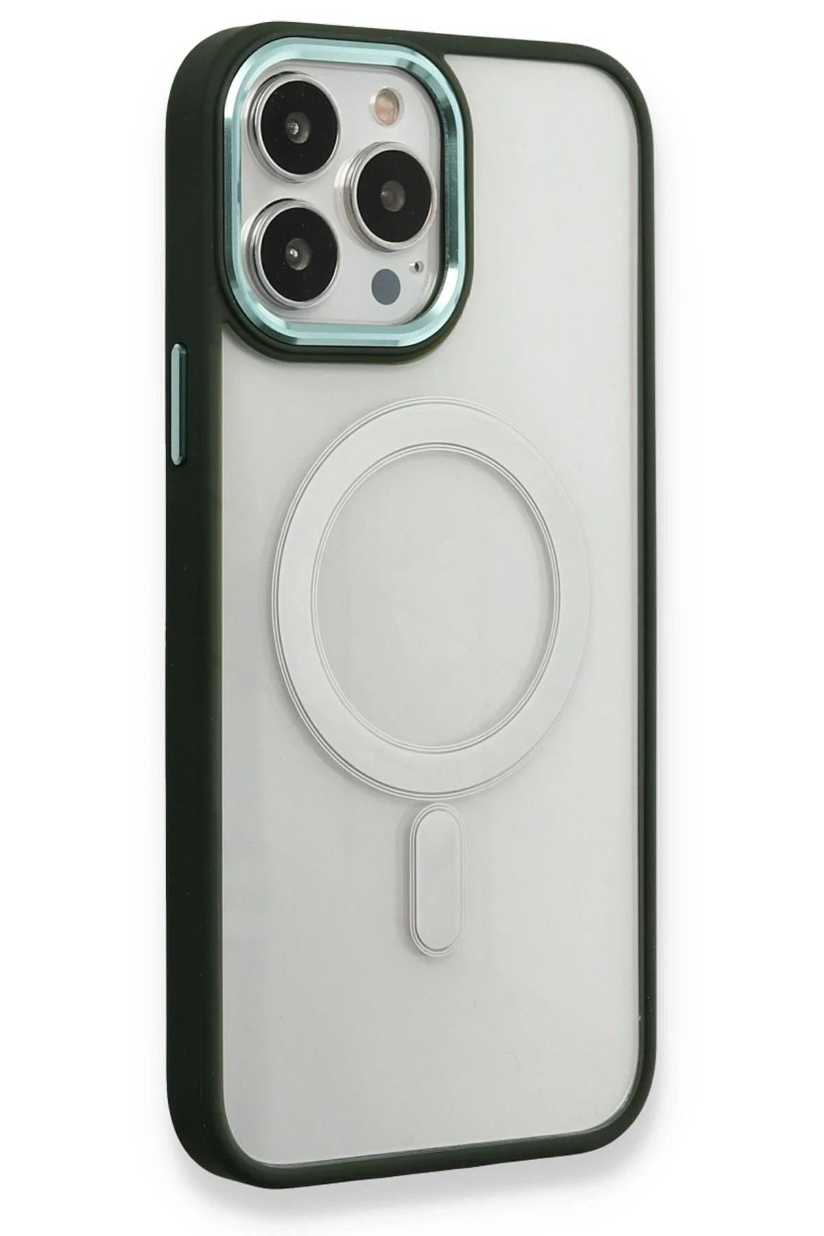 Mey İthalat®  iPhone 14 Pro Max Kılıf Room Magneticsafe Silikon - Köknar Yeşili