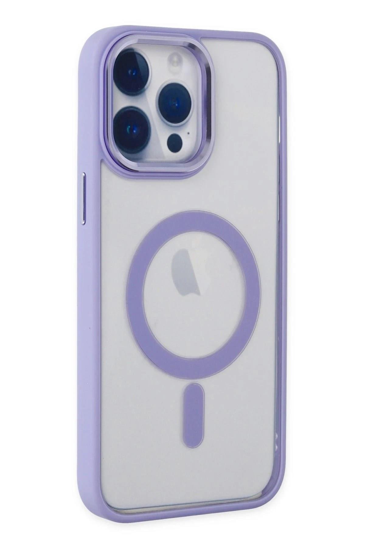 Mey İthalat®  iPhone 14 Pro Max Kılıf Room Magneticsafe Silikon - Lila