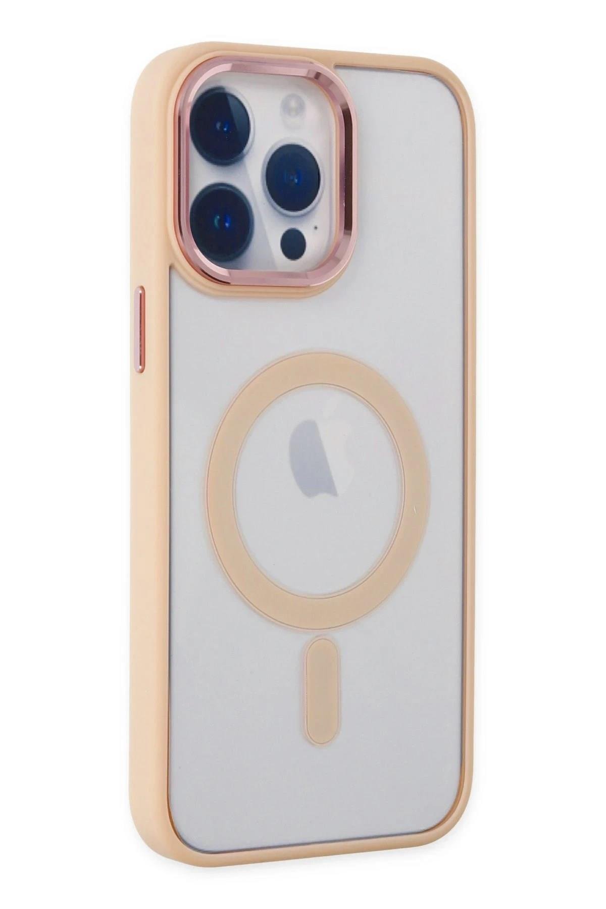 Mey İthalat®  iPhone 14 Pro Max Kılıf Room Magneticsafe Silikon - Pudra
