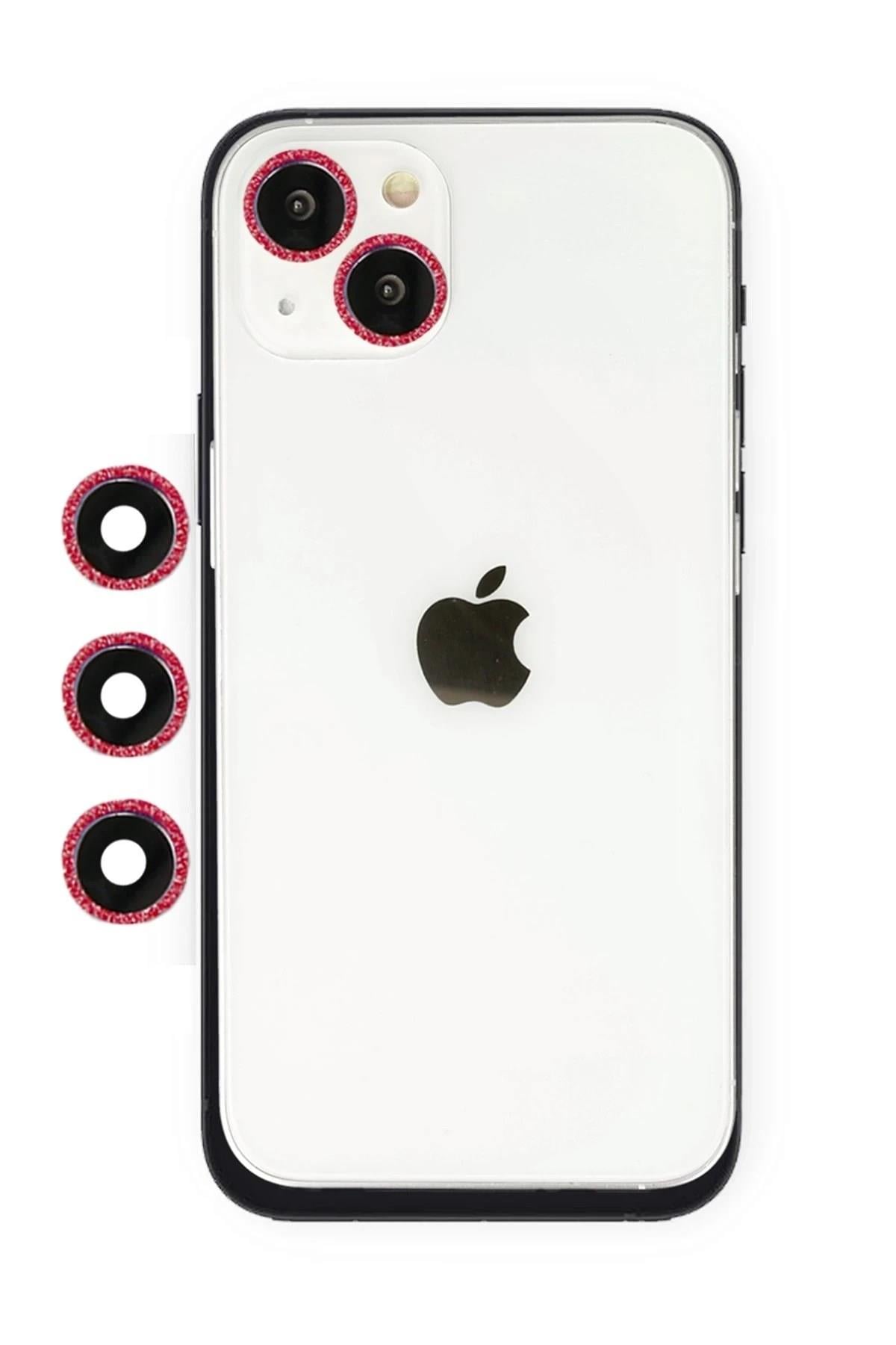 Mey İthalat®  iPhone 14 Shine Kamera Lens - Kırmızı