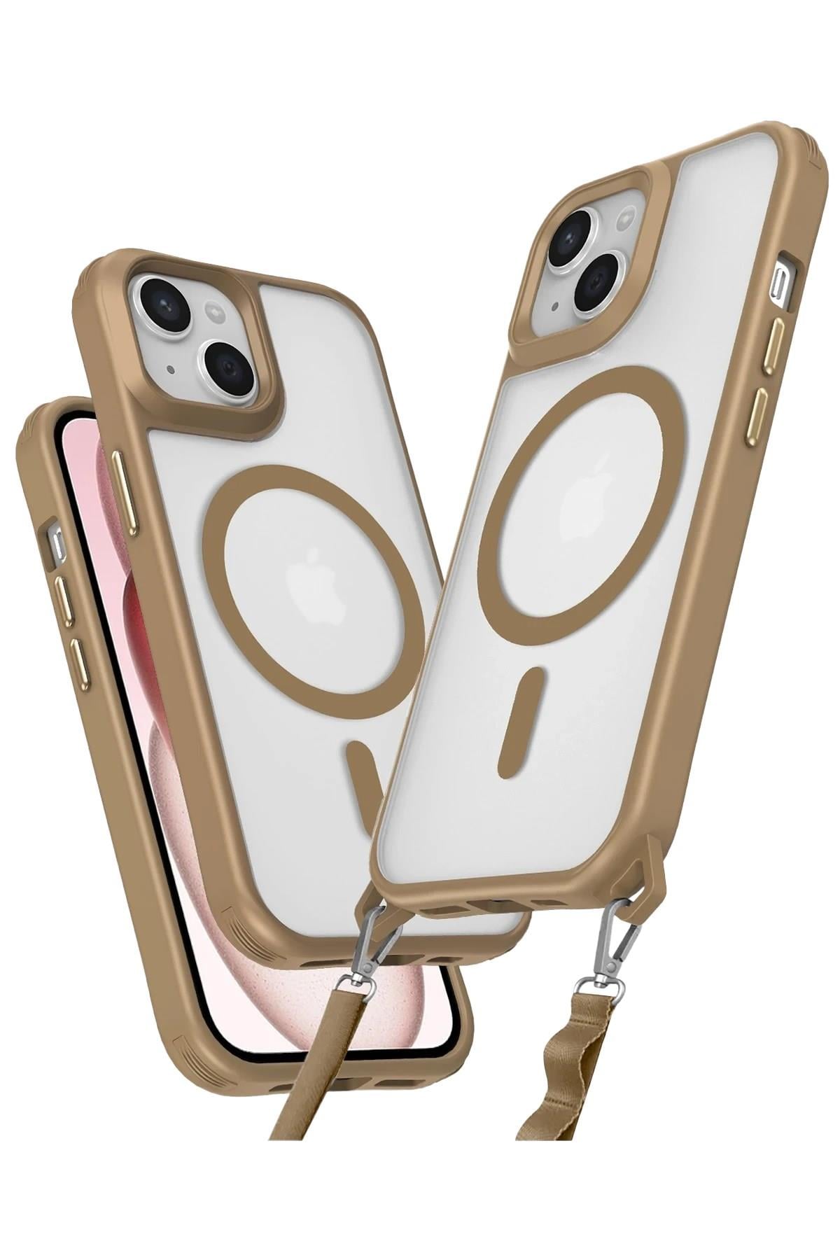 Mey İthalat®  iPhone 15 Kılıf Enka Magsafe Silikon Kılıf - Desert