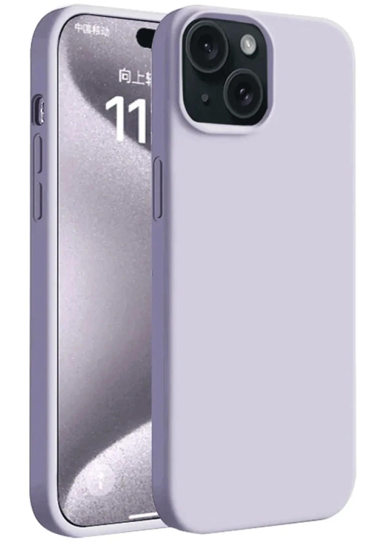 Mey İthalat®  iPhone 15 Kılıf First Silikon - Lila