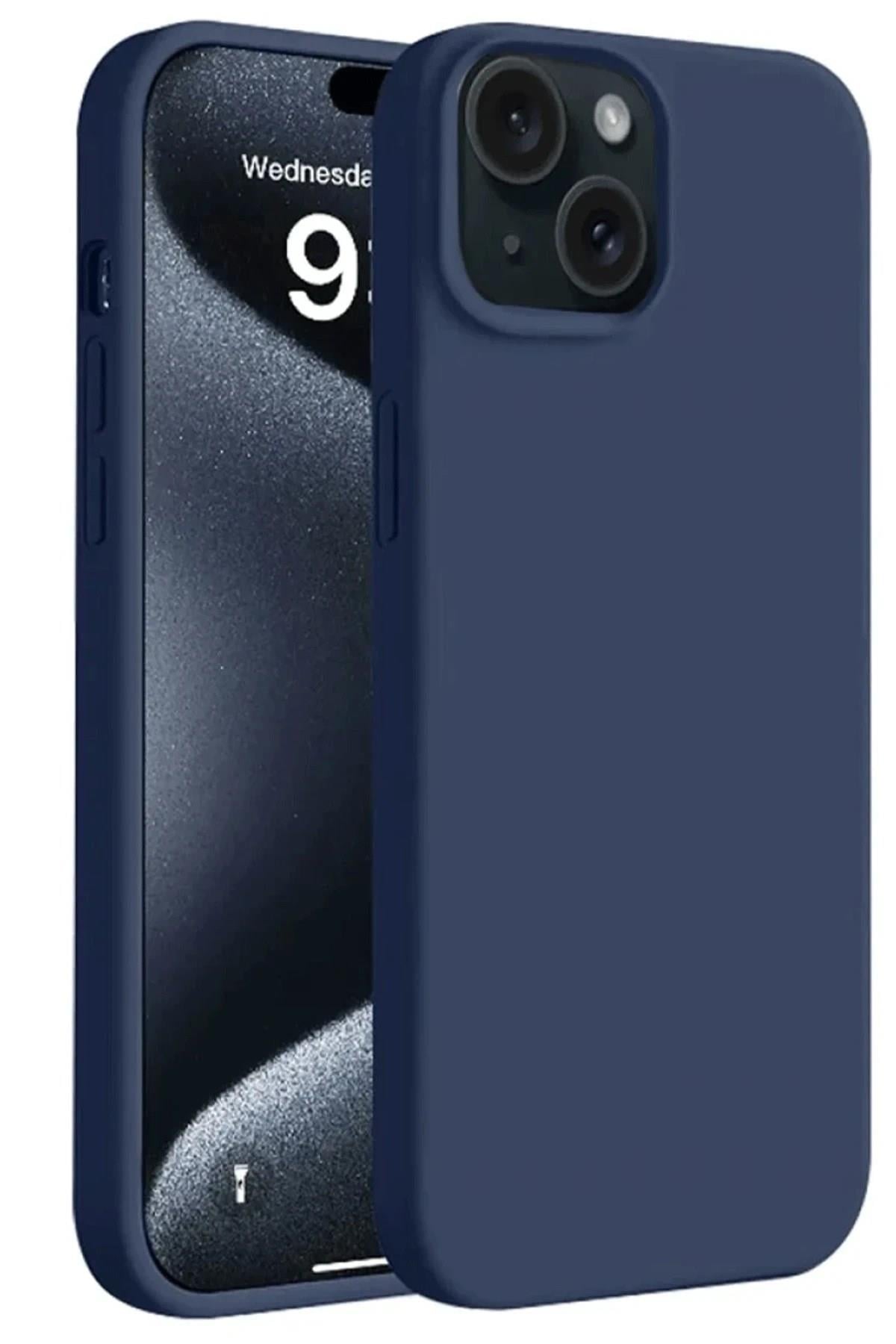 Mey İthalat®  iPhone 15 Plus Kılıf First Silikon - Lacivert