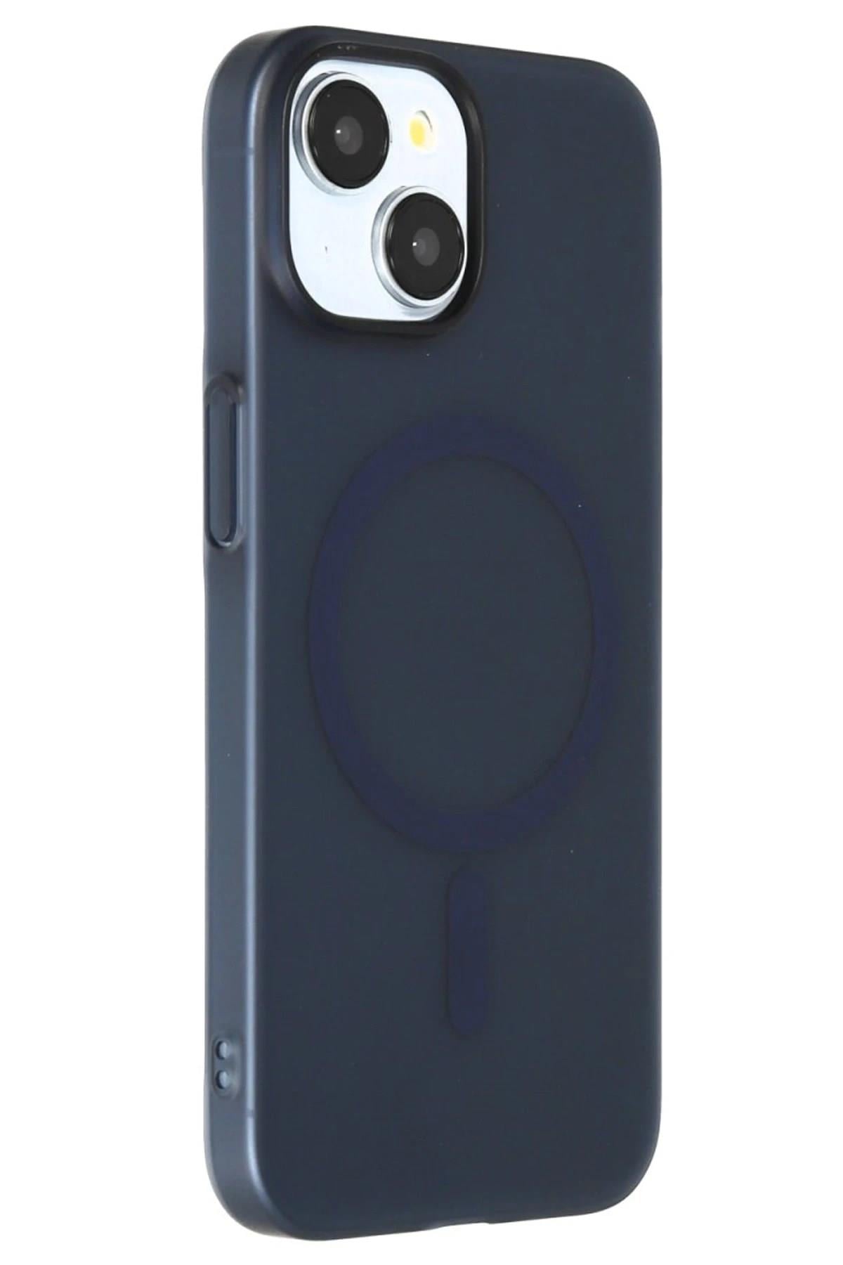 Mey İthalat®  iPhone 15 Plus Tuna PC Slim Magsafe Kapak - Lacivert