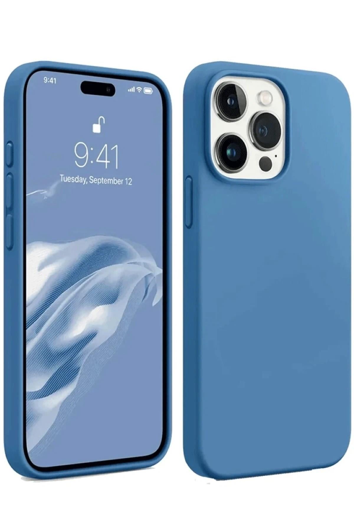 Mey İthalat®  iPhone 15 Pro Kılıf First Silikon - Mavi