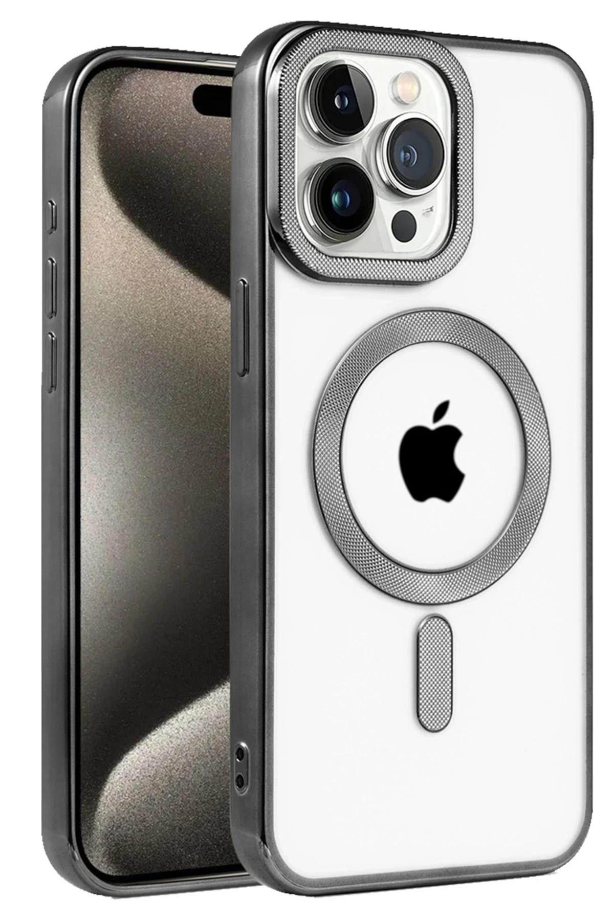 Mey İthalat®  iPhone 15 Pro Kılıf Kronos Magsafe Kapak - Siyah