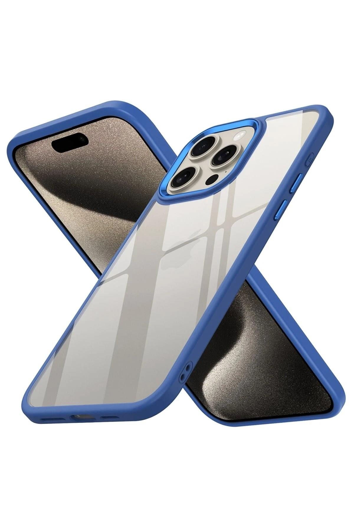 Mey İthalat®  iPhone 15 Pro Kılıf Power Silikon - Mavi