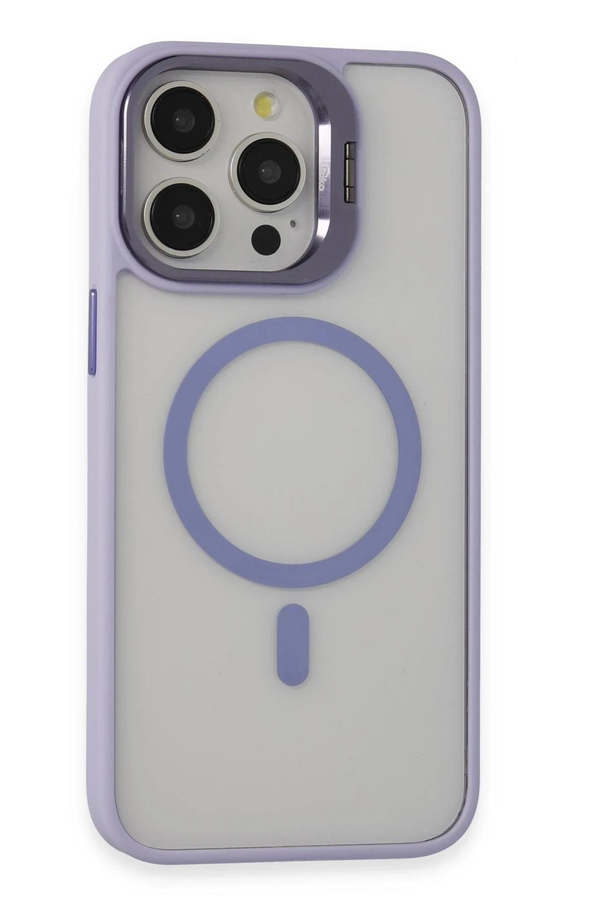 Mey İthalat®  iPhone 15 Pro Kılıf Roblox Lens Magsafe Standlı Kapak - Lila