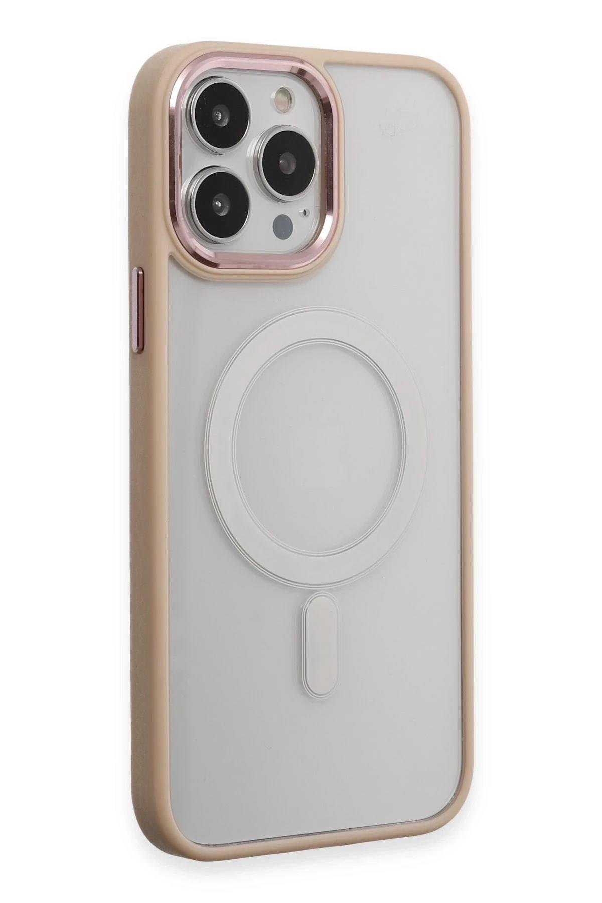 Mey İthalat®  iPhone 15 Pro Kılıf Room Magneticsafe Silikon - Pudra