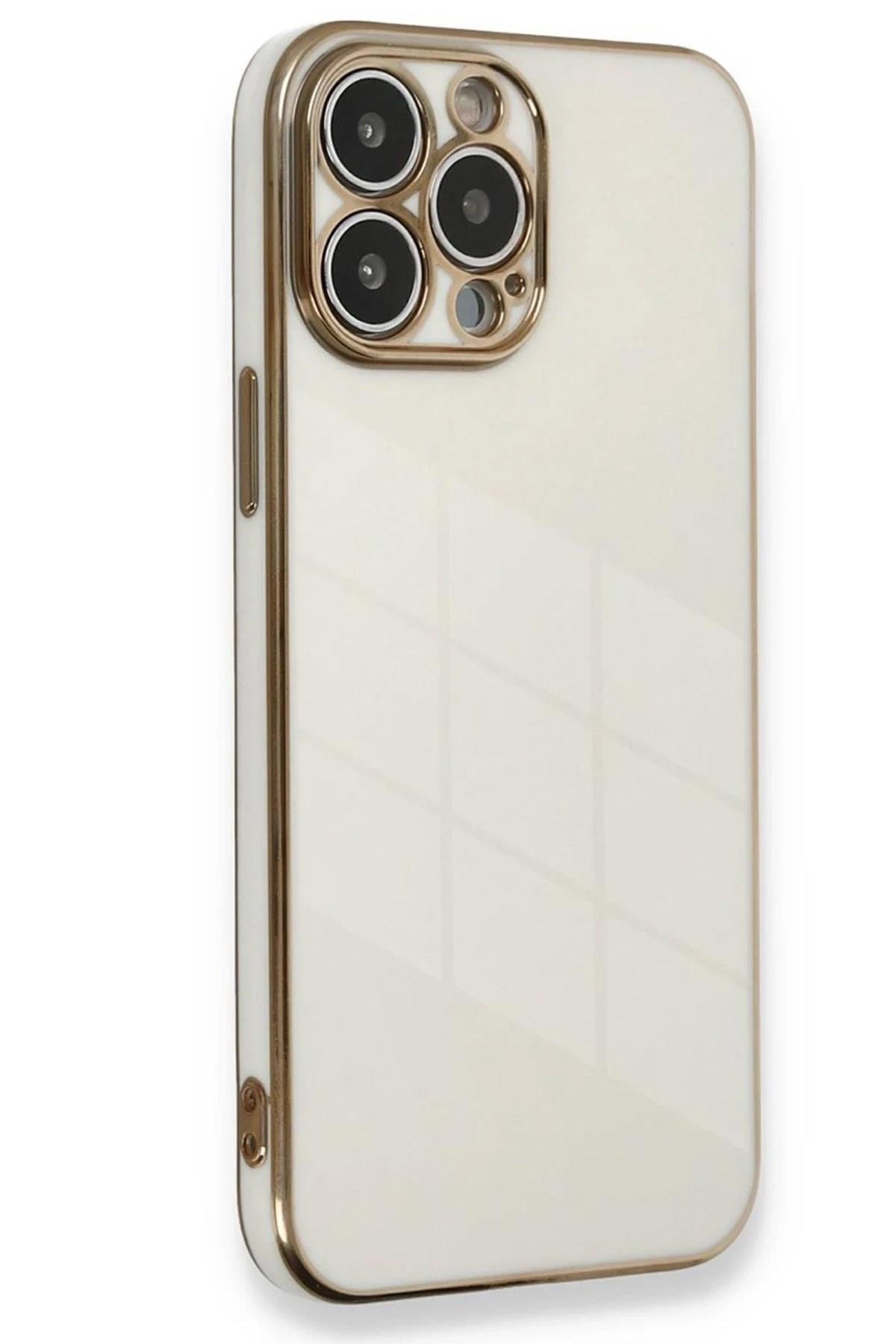 Mey İthalat®  iPhone 15 Pro Kılıf Volet Silikon - Beyaz