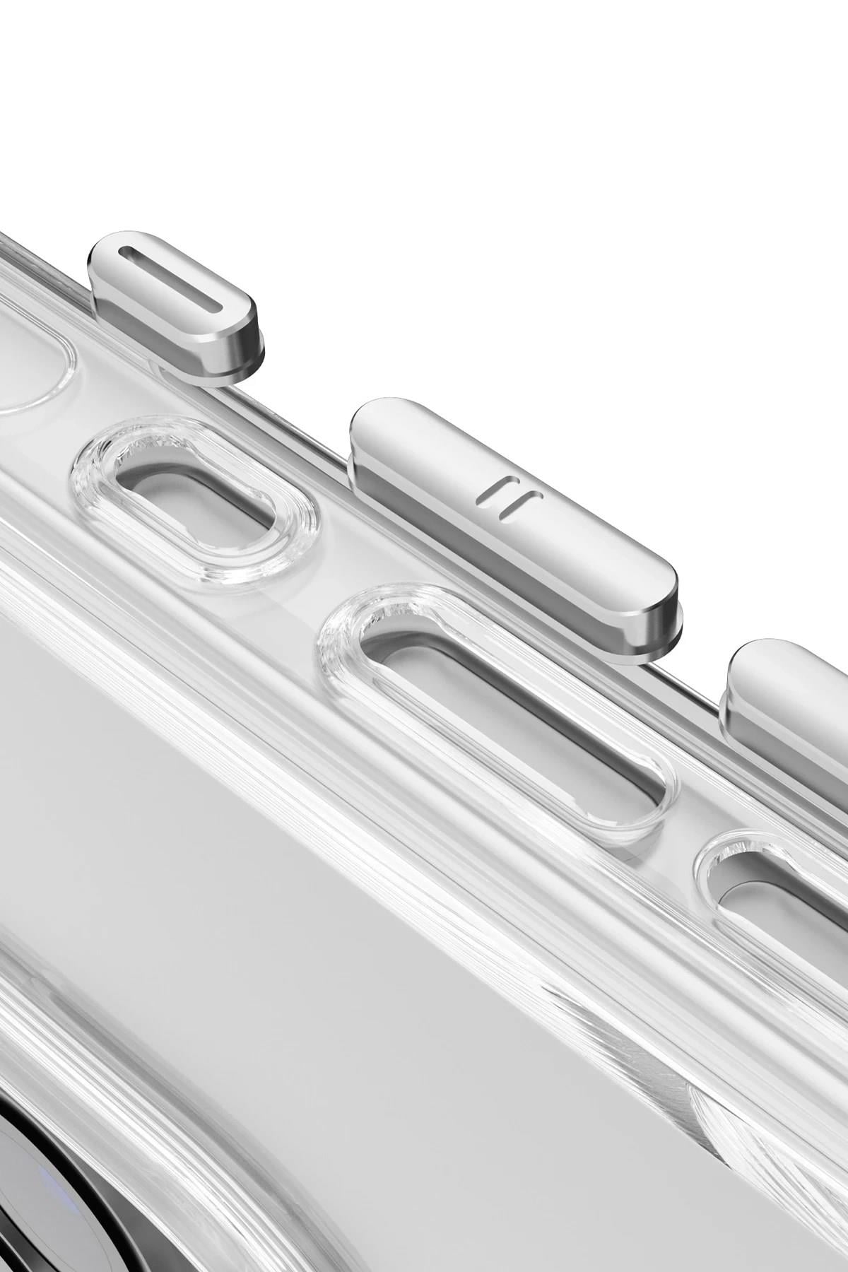 Mey İthalat®  iPhone 15 Pro Max Gleam PC Sert Magsafe Kılıf - Şeffaf-Siyah