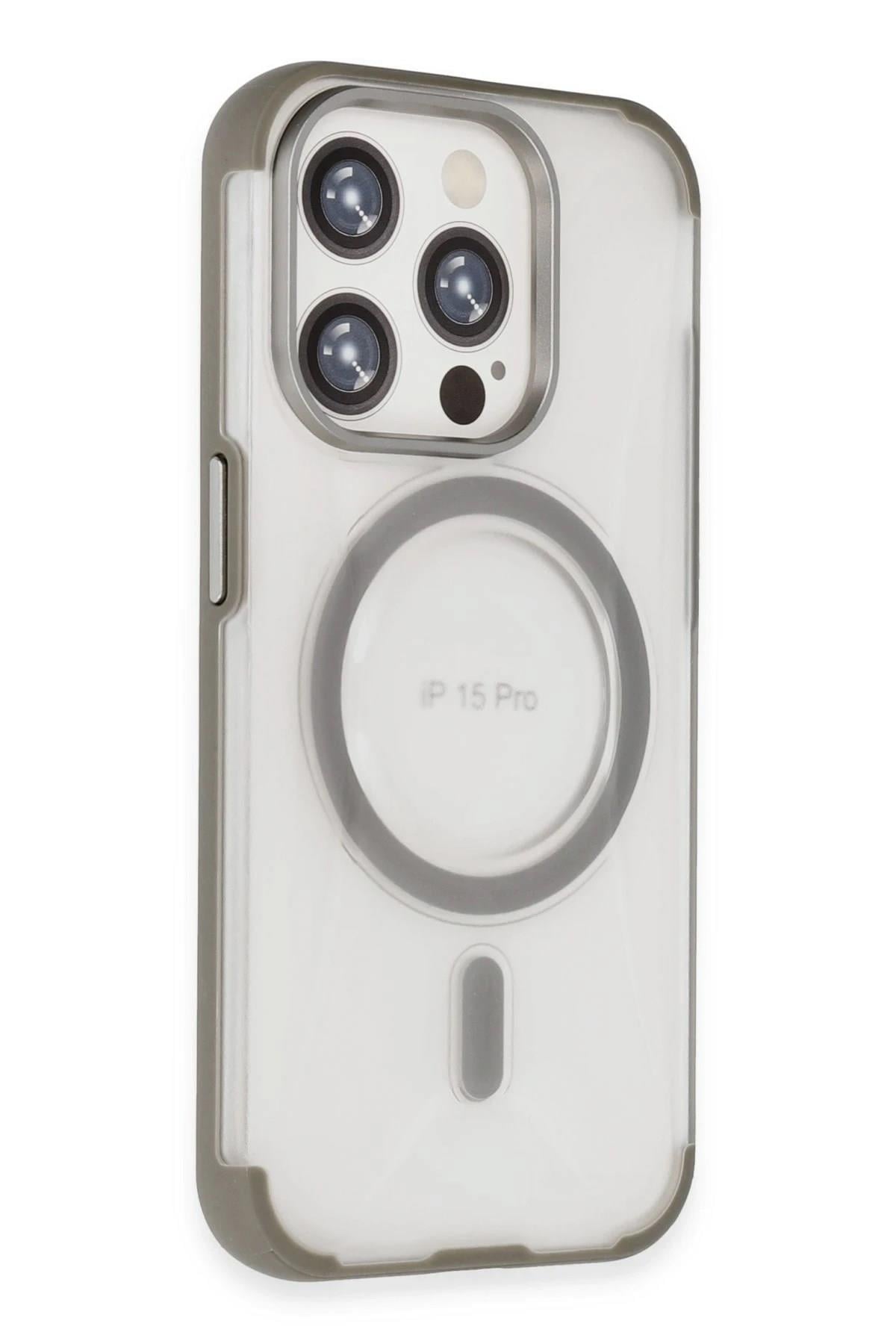 Mey İthalat®  iPhone 15 Pro Max Hilton Magsafe Kapak - Titan Gri