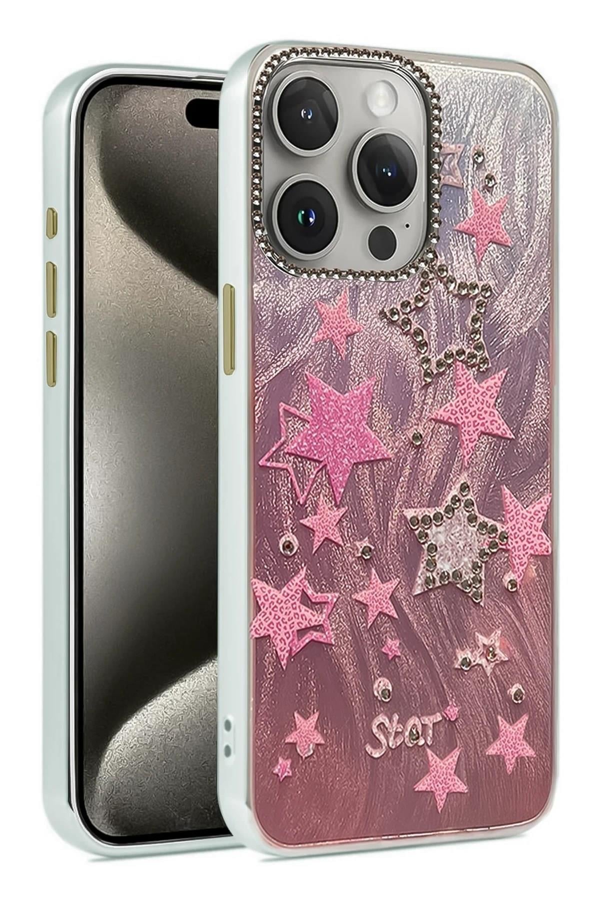 Mey İthalat®  iPhone 15 Pro Max Kılıf Blade Aynalı Desenli Kapak - Desen 7