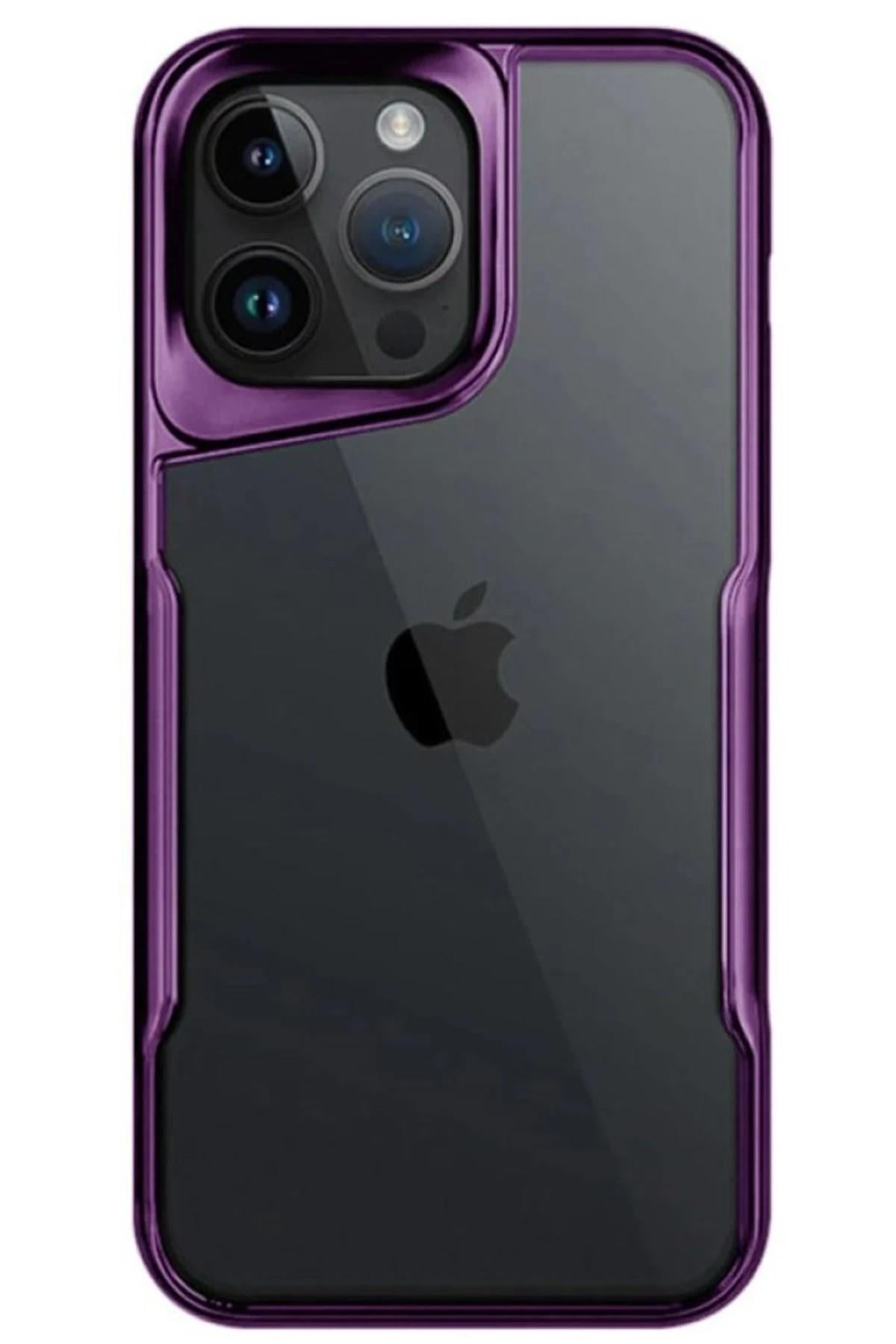 Mey İthalat®  iPhone 15 Pro Max Kılıf Boyi Silikon Kapak - Derin Mor