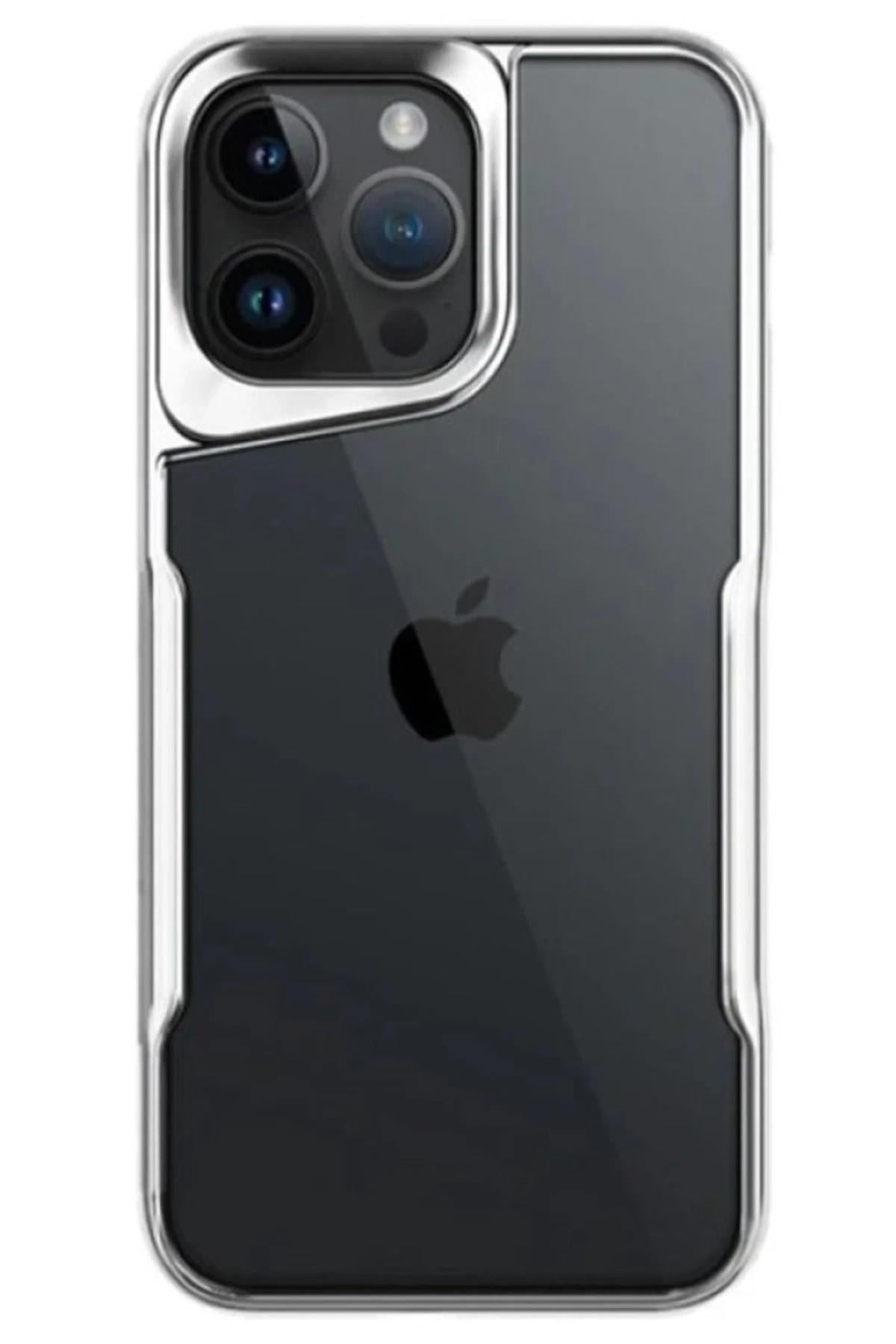 Mey İthalat®  iPhone 15 Pro Max Kılıf Boyi Silikon Kapak - Gümüş