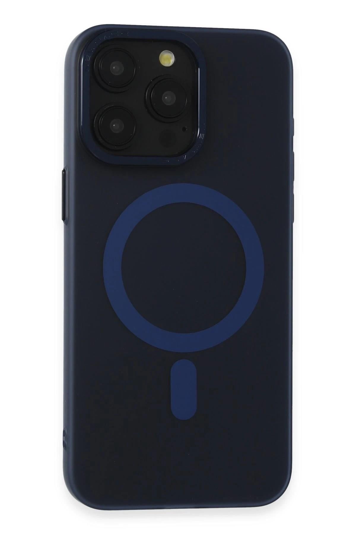Mey İthalat®  iPhone 15 Pro Max Kılıf Lodos Magneticsafe Mat Kapak - Mavi