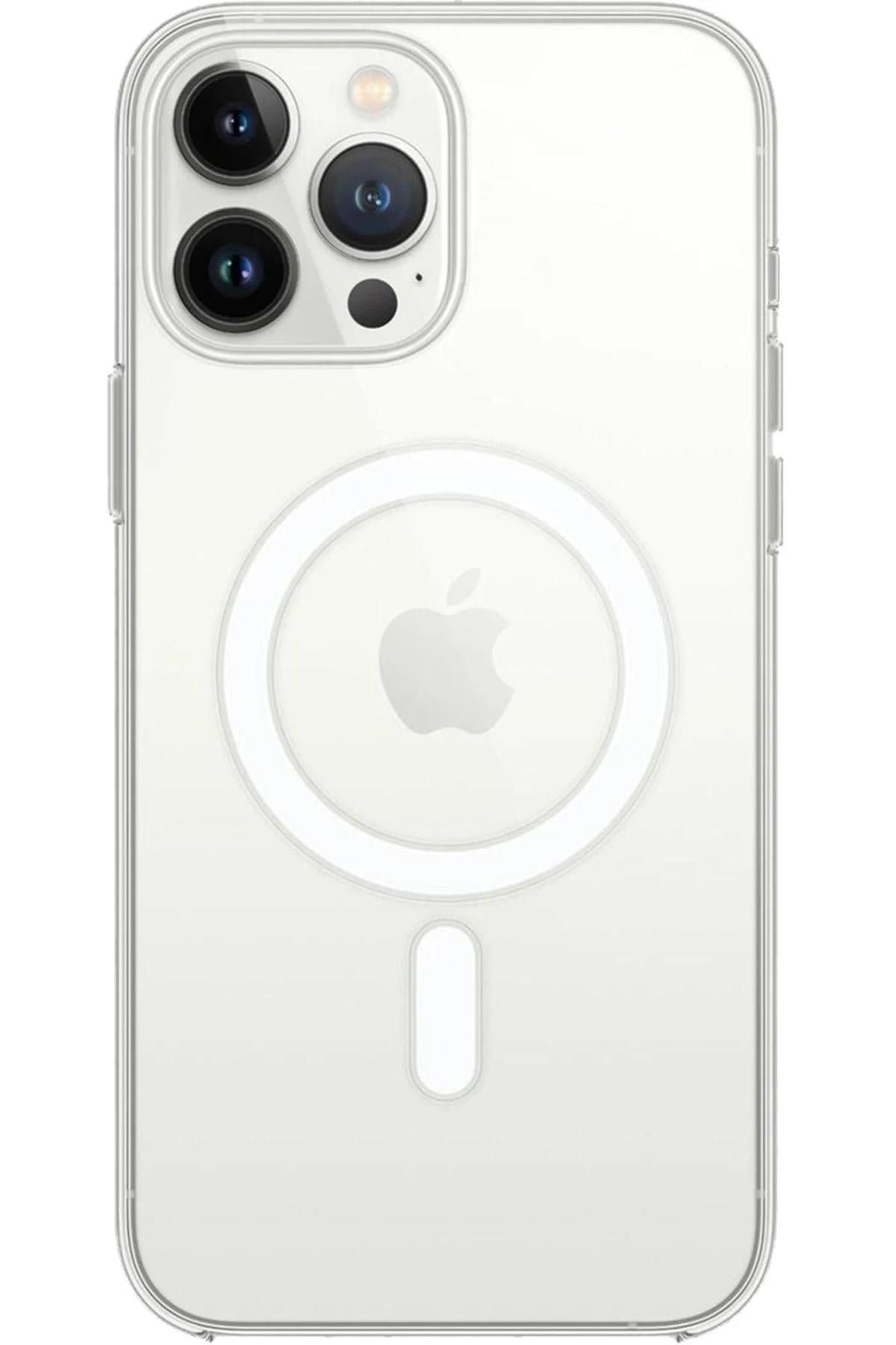 Mey İthalat®  iPhone 15 Pro Max Kılıf Magneticsafe Şeffaf Silikon - Şeffaf