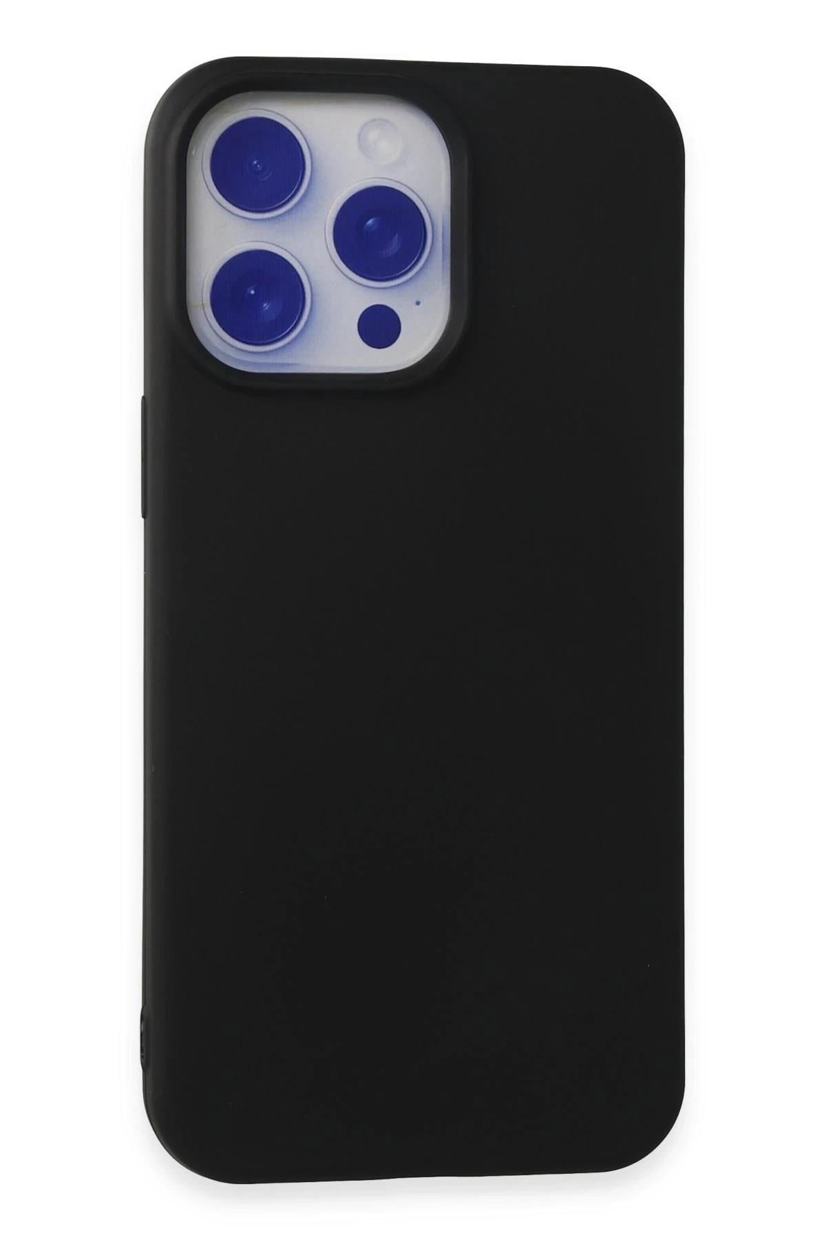 Mey İthalat®  iPhone 15 Pro Max Kılıf Nano içi Kadife Silikon - Siyah