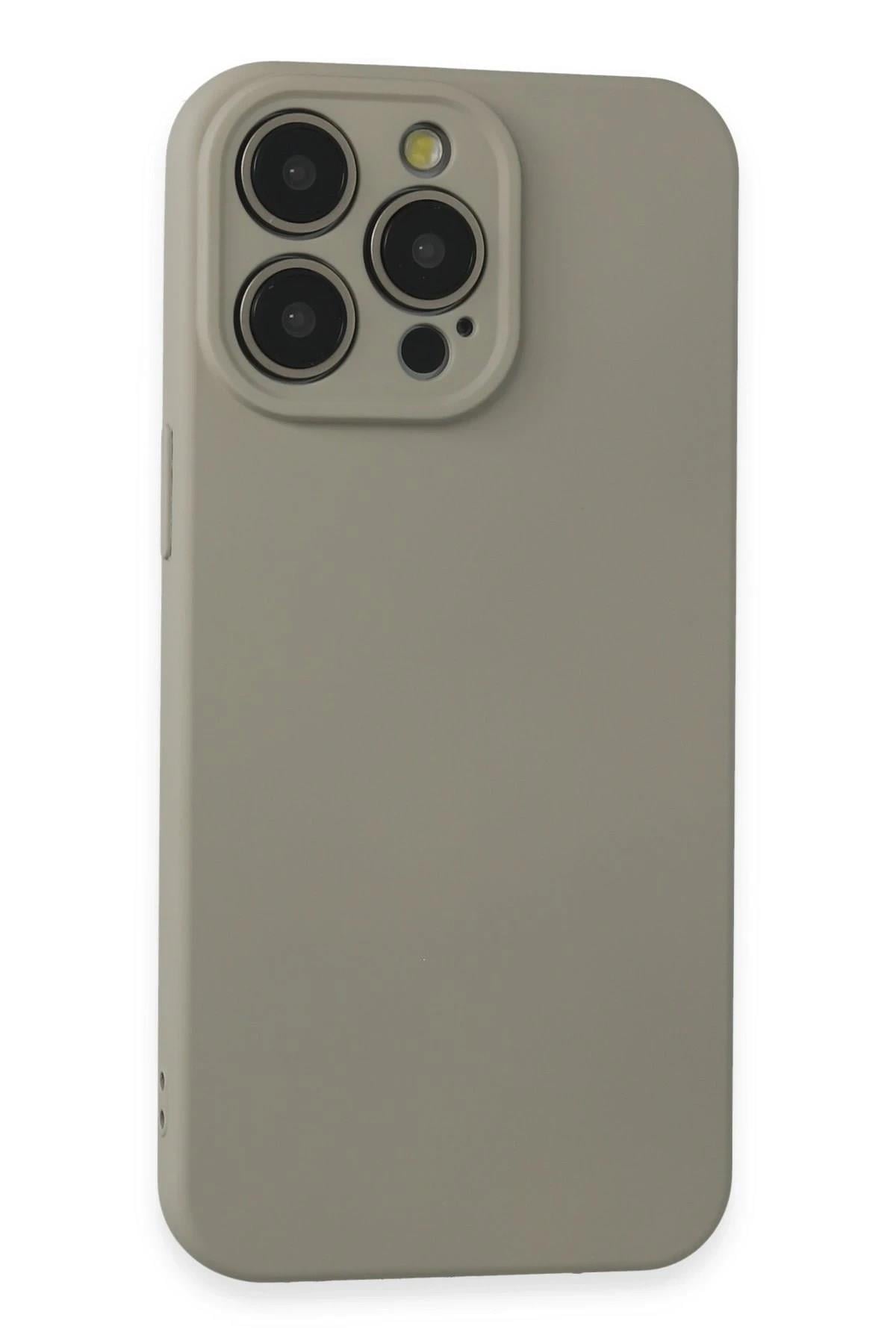 Mey İthalat®  iPhone 15 Pro Max Kılıf Nano içi Kadife Silikon - Beyaz Titanyum