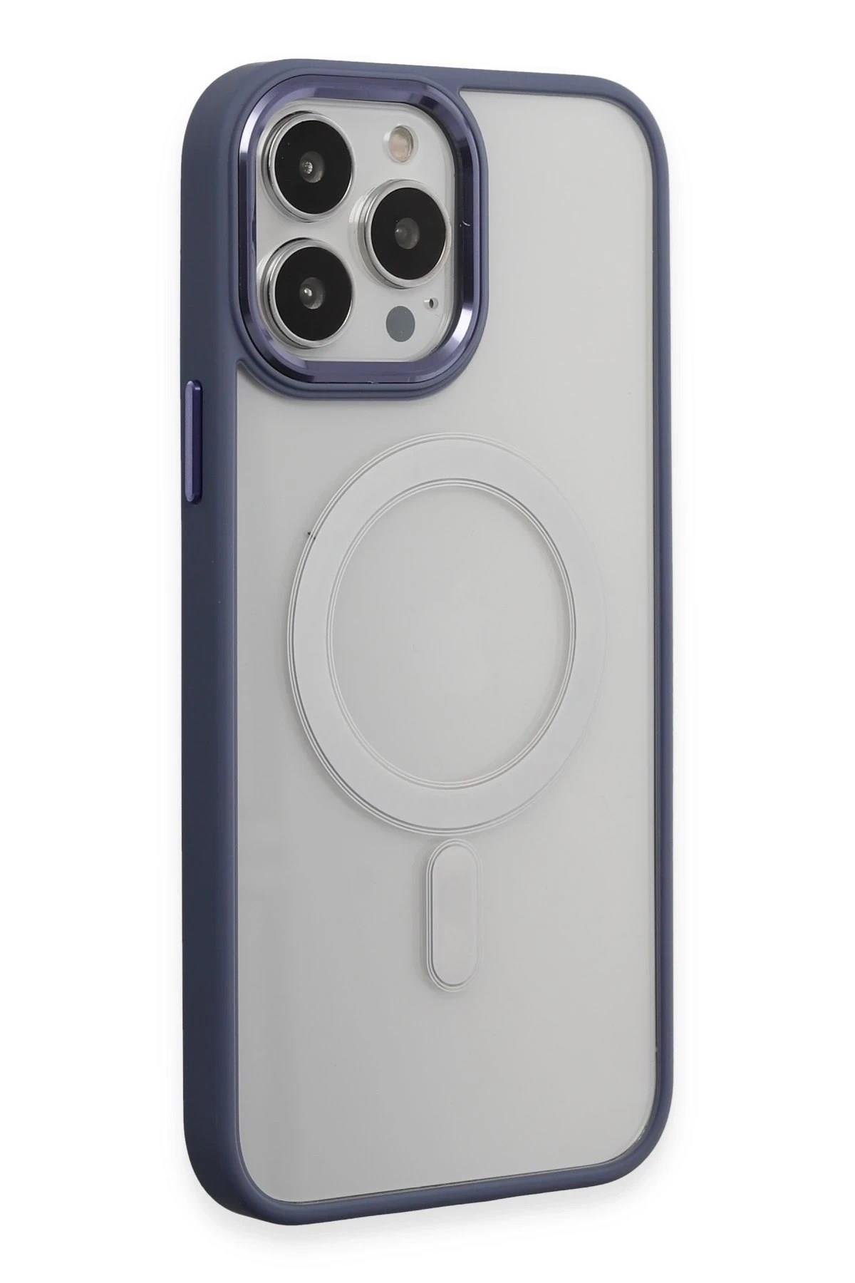 Mey İthalat®  iPhone 15 Pro Max Kılıf Room Magneticsafe Silikon - Sierra Blue