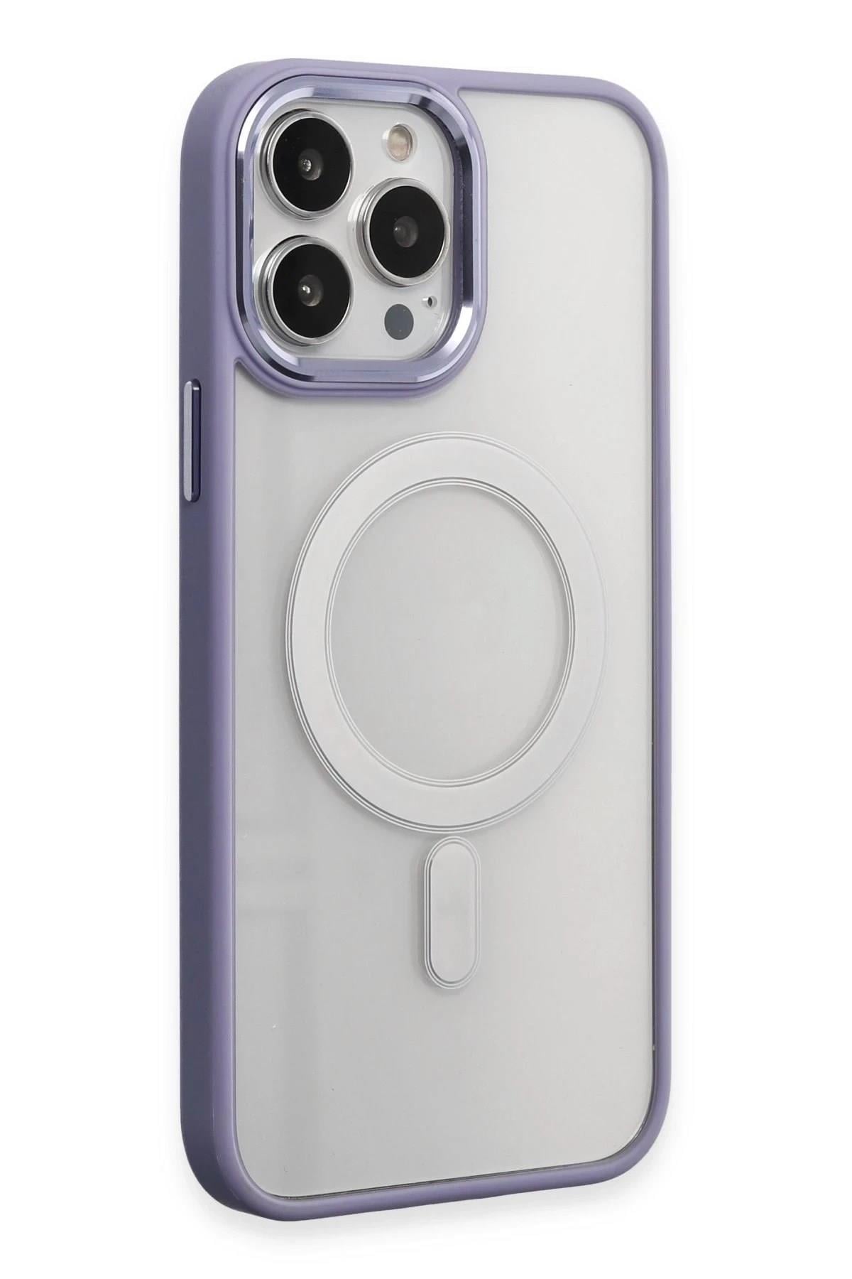 Mey İthalat®  iPhone 15 Pro Max Kılıf Room Magneticsafe Silikon - Lila