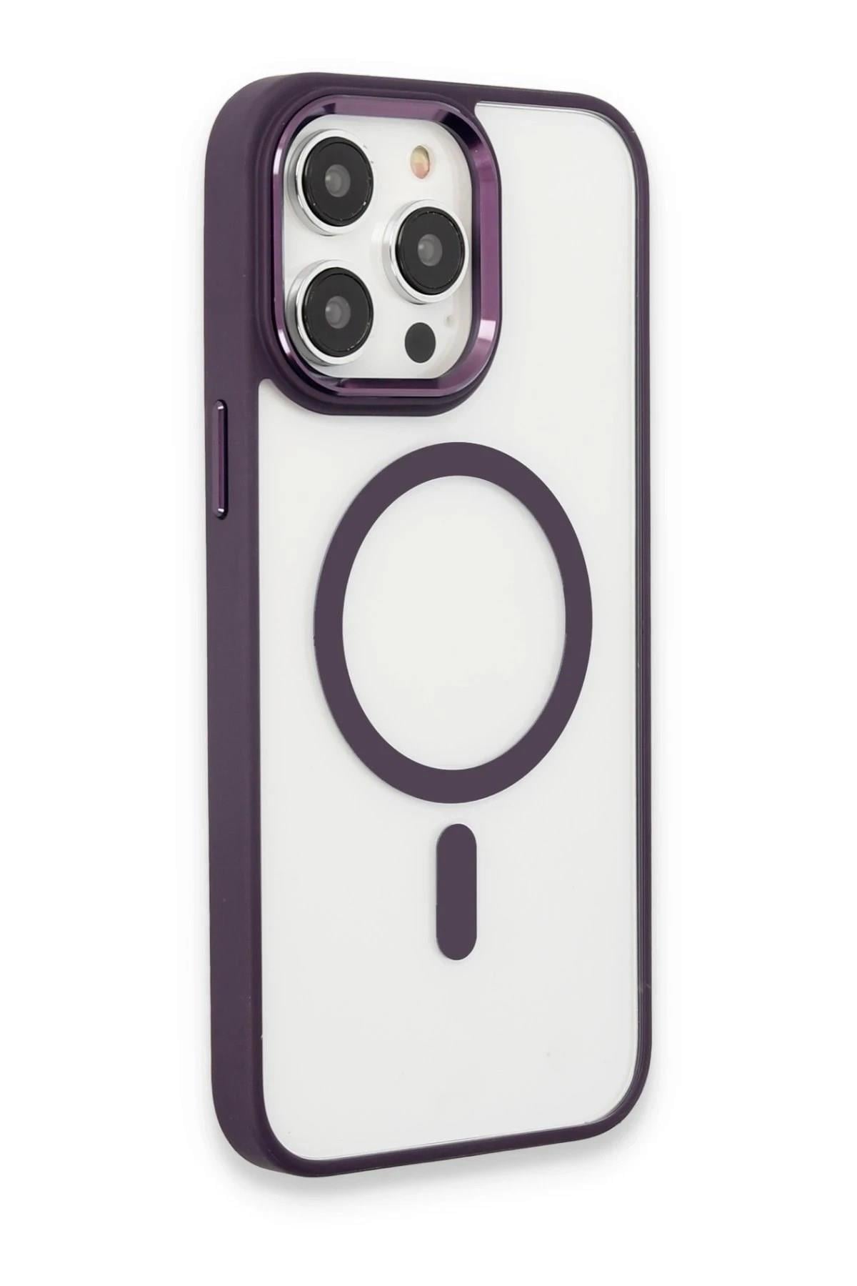 Mey İthalat®  iPhone 15 Pro Max Kılıf Room Magneticsafe Silikon - Derin Mor