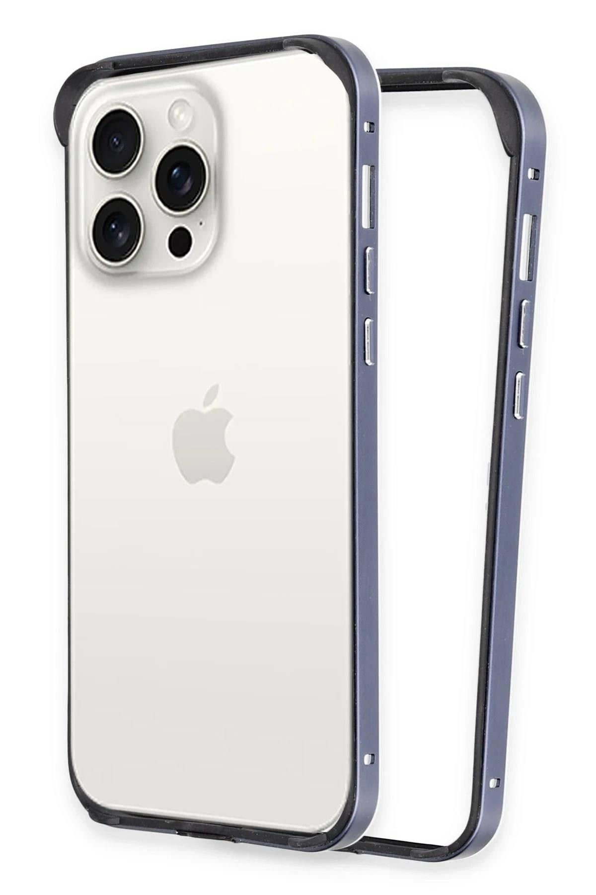 Mey İthalat®  iPhone 15 Pro Max Land Bumper Koruma Kapak - Lacivert