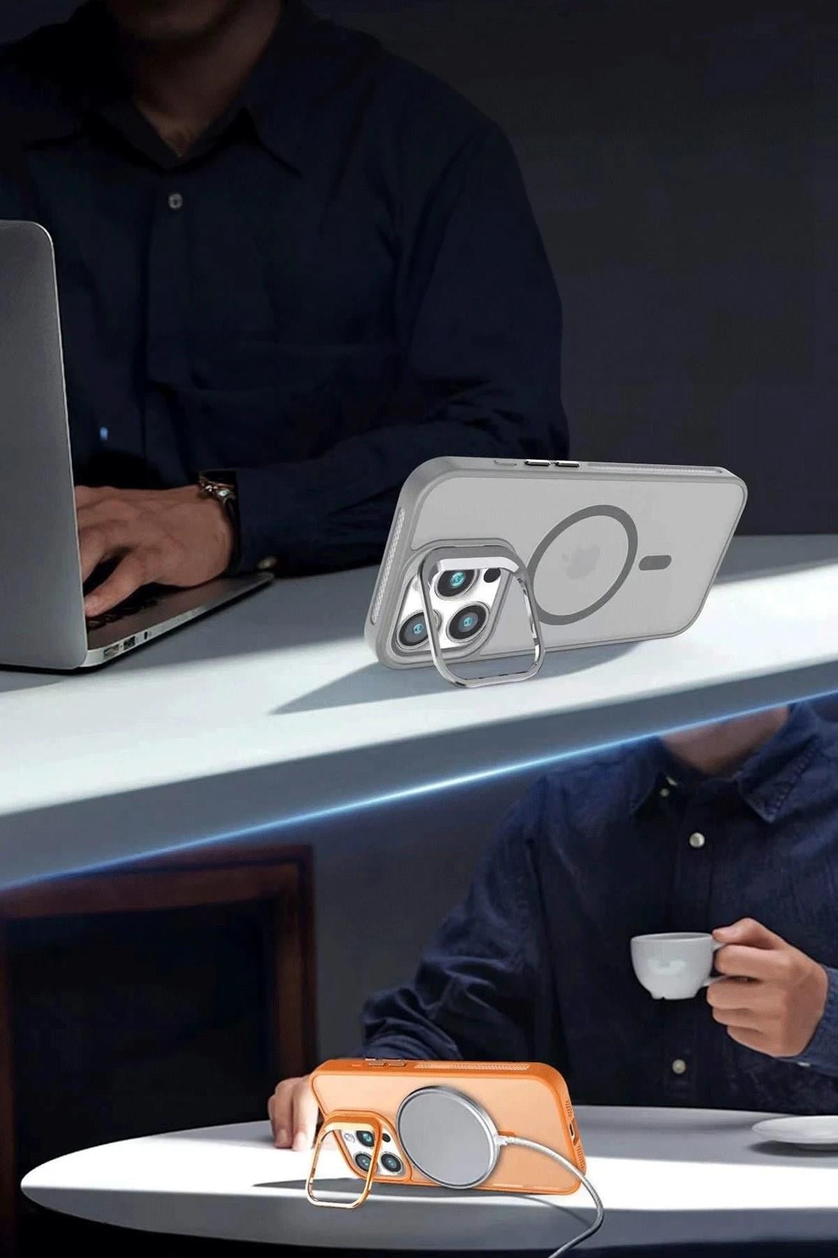 Mey İthalat®  iPhone 16 Flet Lens Magsafe Kapak - Siyah