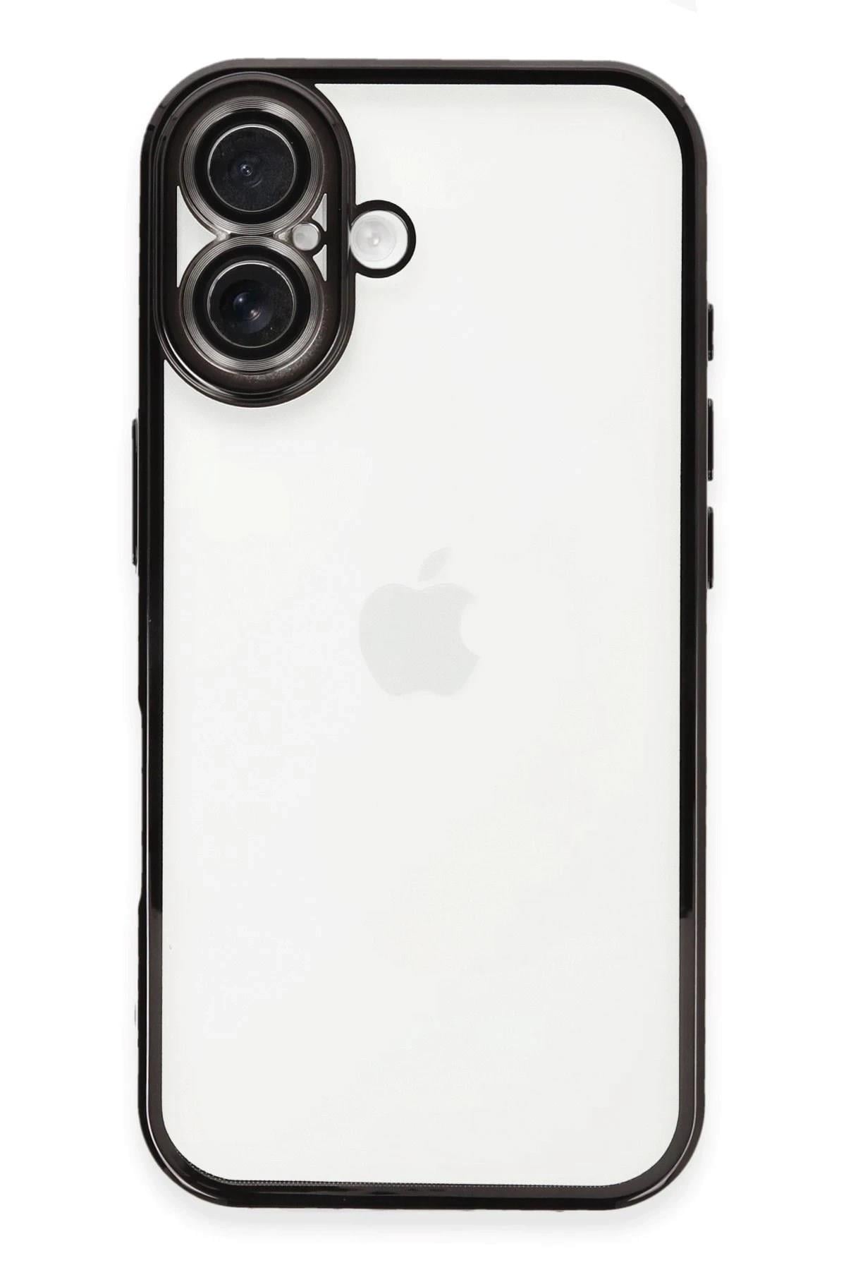 Mey İthalat®  iPhone 16 Kılıf  Lensli Silikon - Siyah