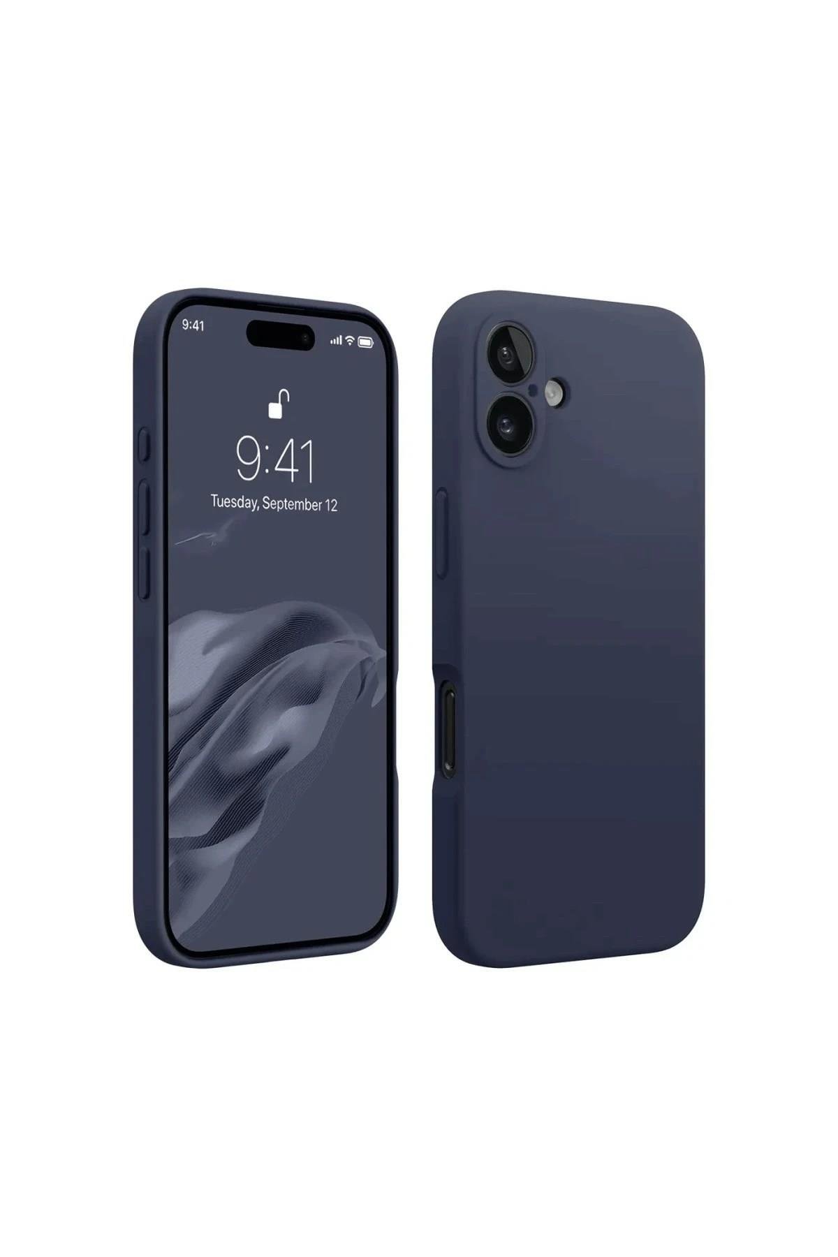 Mey İthalat®  iPhone 16 Kılıf First Silikon - Lacivert