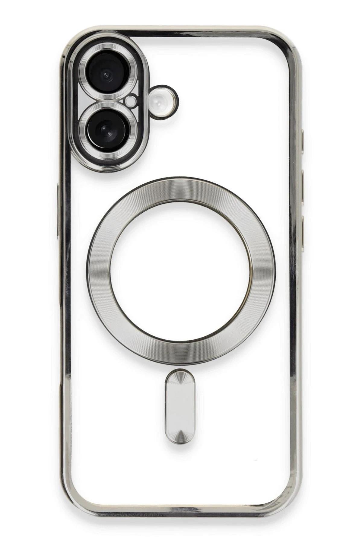 Mey İthalat®  iPhone 16 Kılıf Kross Magneticsafe Kapak - Gümüş