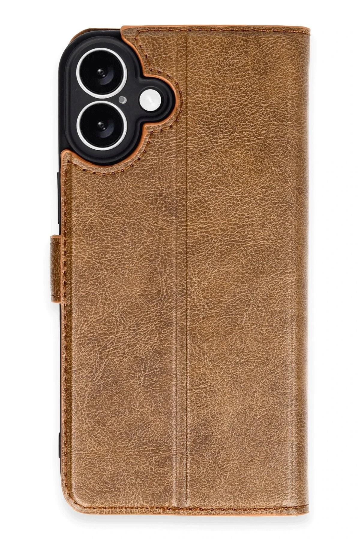 Mey İthalat®  iPhone 16 Kılıf Trend S Plus Kapaklı Kılıf - Taba