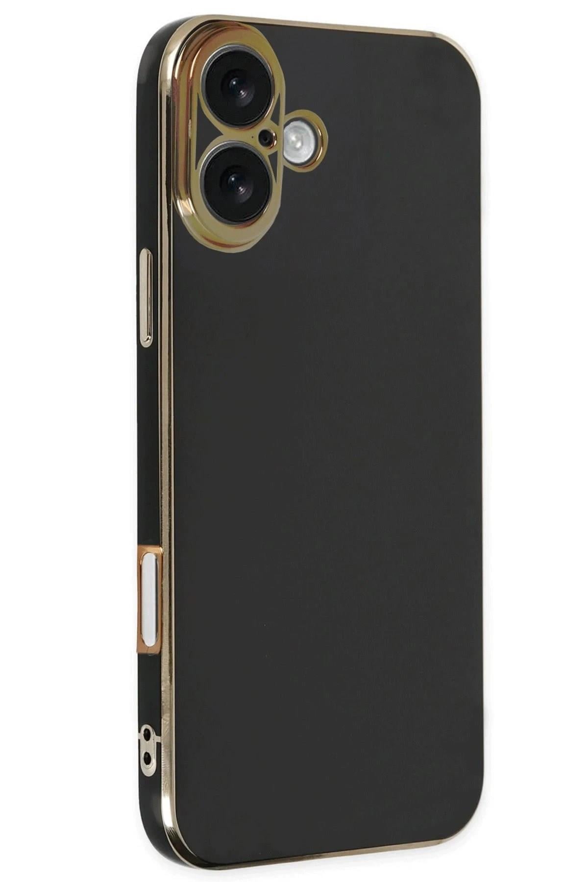 Mey İthalat®  iPhone 16 Kılıf Volet Silikon - Siyah