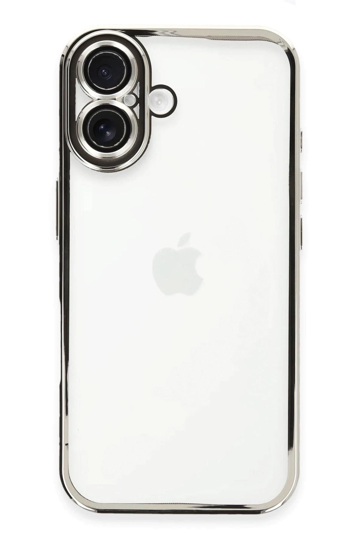 Mey İthalat®  iPhone 16 Plus Kılıf  Lensli Silikon - Gümüş