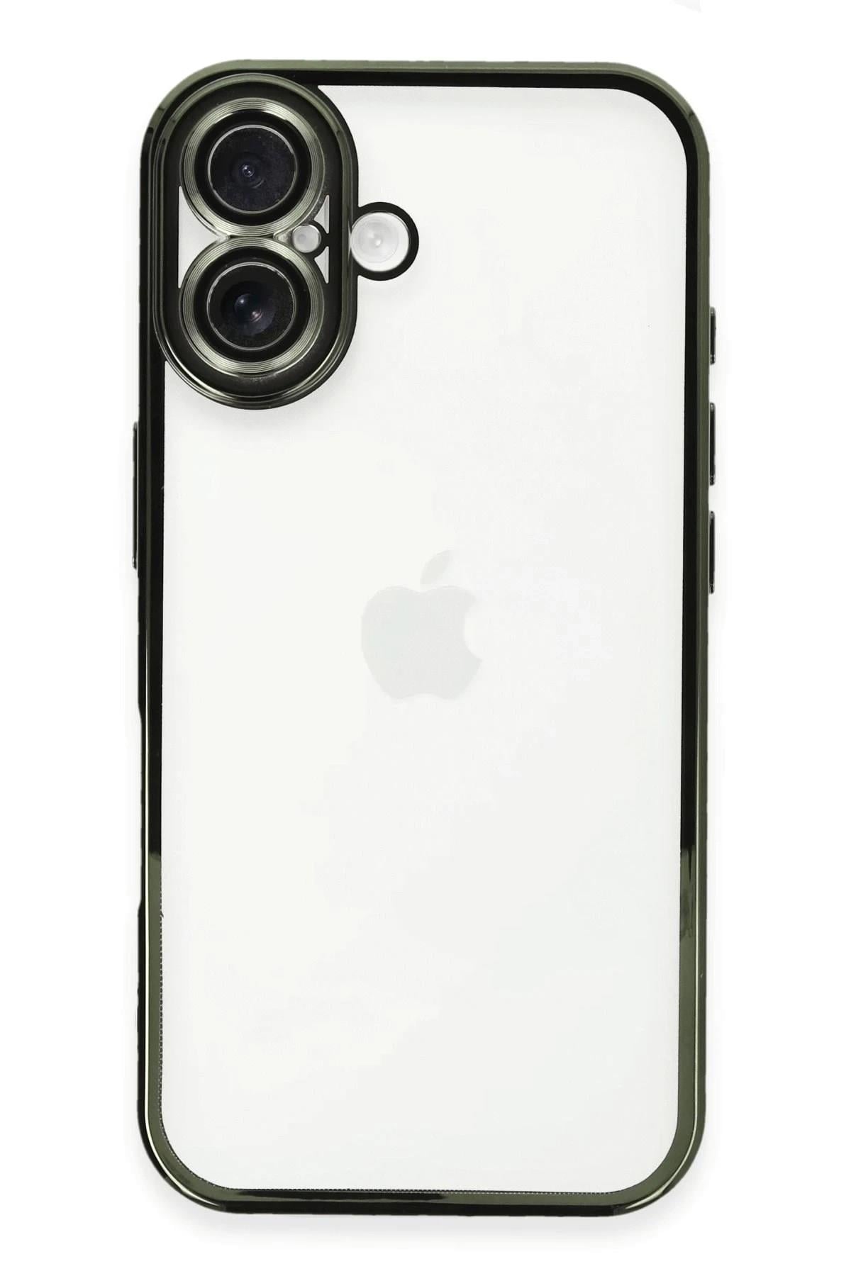 Mey İthalat®  iPhone 16 Plus Kılıf  Lensli Silikon - Yeşil