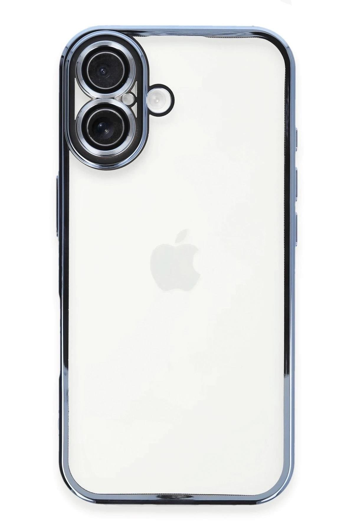 Mey İthalat®  iPhone 16 Plus Kılıf  Lensli Silikon - Açık Mavi