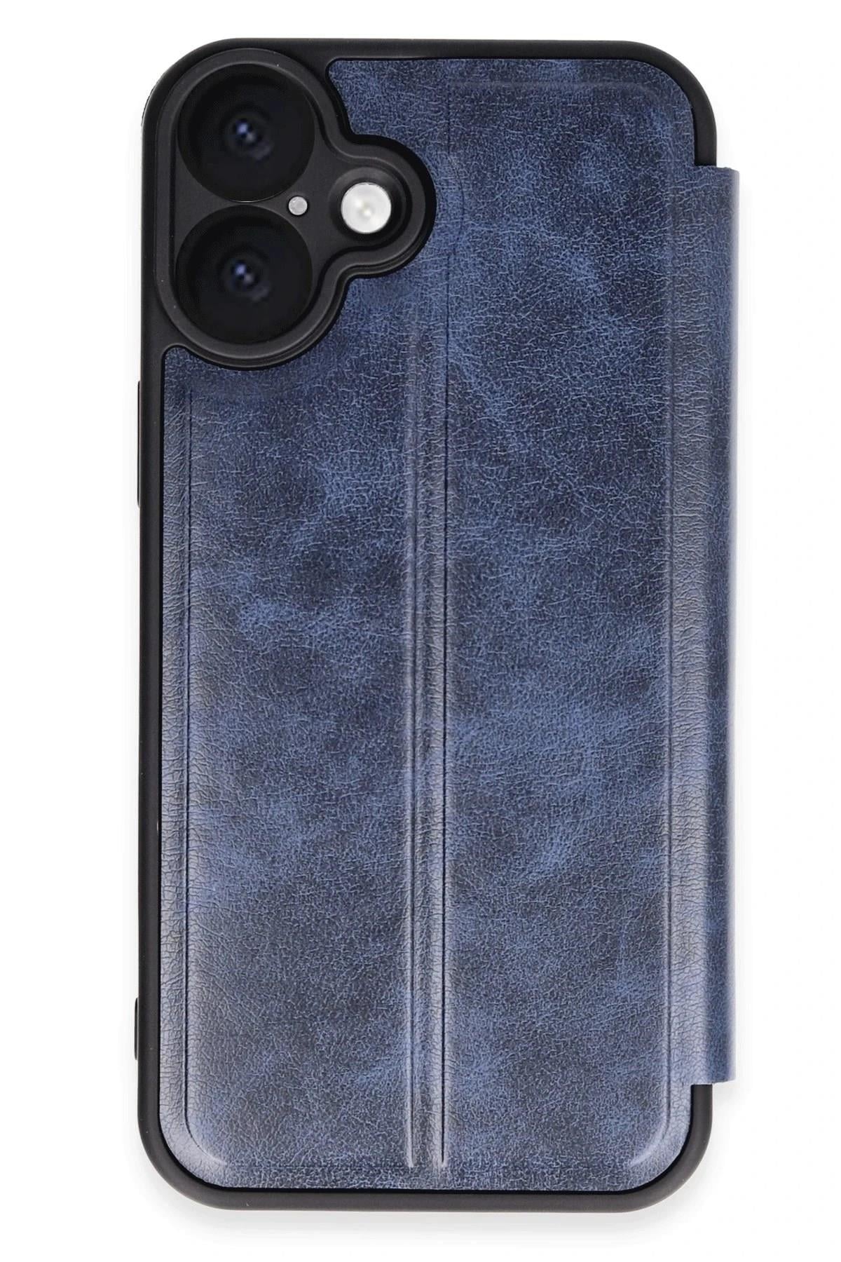 Mey İthalat®  iPhone 16 Plus Kılıf Flip Cover - Lacivert