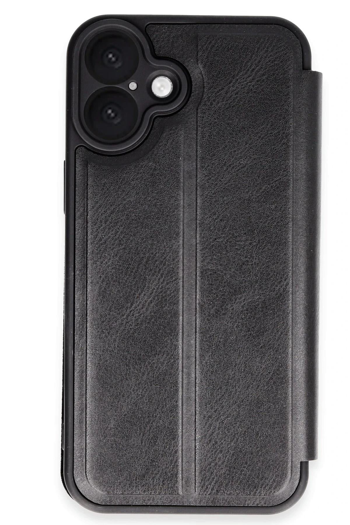 Mey İthalat®  iPhone 16 Plus Kılıf Flip Cover - Siyah