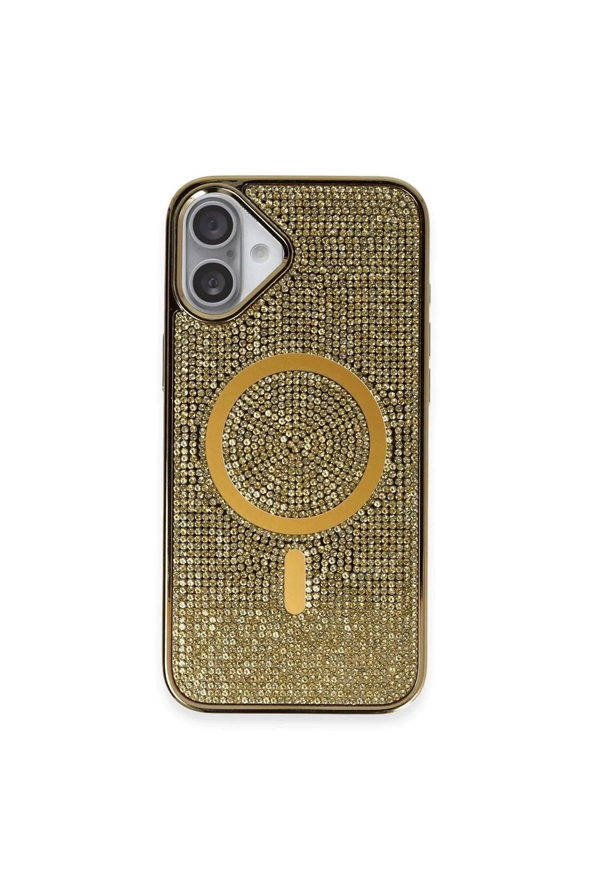 Mey İthalat®  iPhone 16 Plus Kılıf Helen Magsafe Kapak - Gold