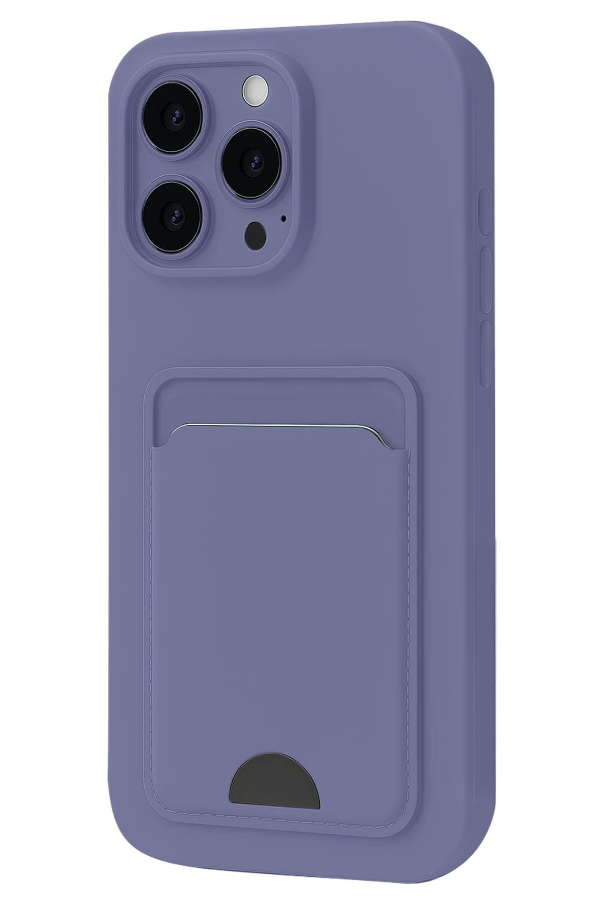 Mey İthalat®  iPhone 16 Plus Kılıf Kelvin Kartvizitli Silikon - Lila