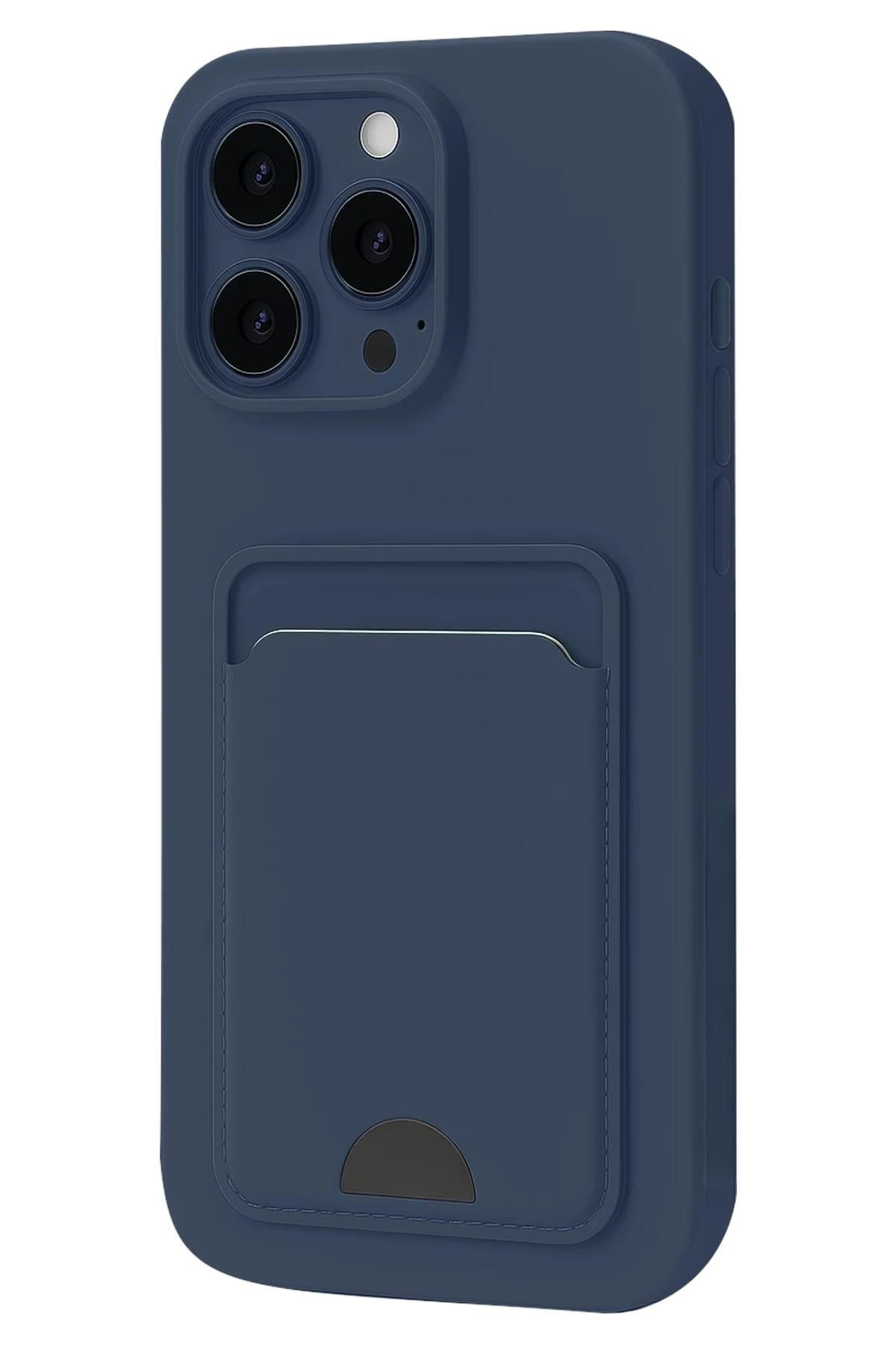 Mey İthalat®  iPhone 16 Plus Kılıf Kelvin Kartvizitli Silikon - Lacivert