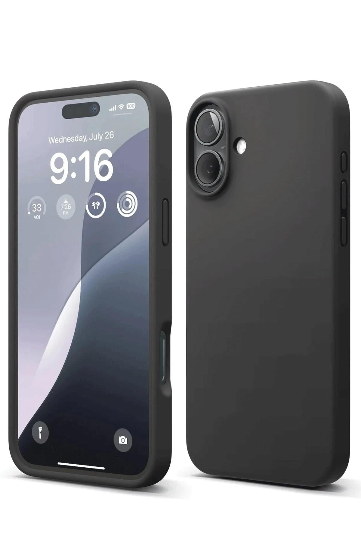 Mey İthalat®  iPhone 16 Plus Kılıf Nano içi Kadife Silikon - Siyah