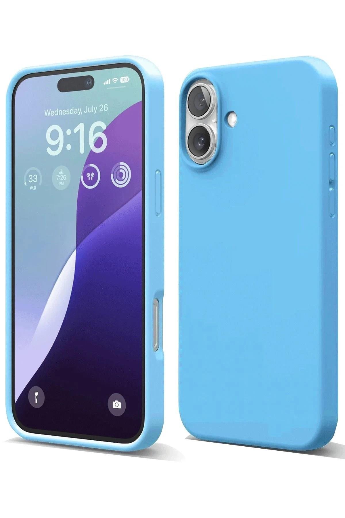 Mey İthalat®  iPhone 16 Plus Kılıf Nano içi Kadife Silikon - Mavi
